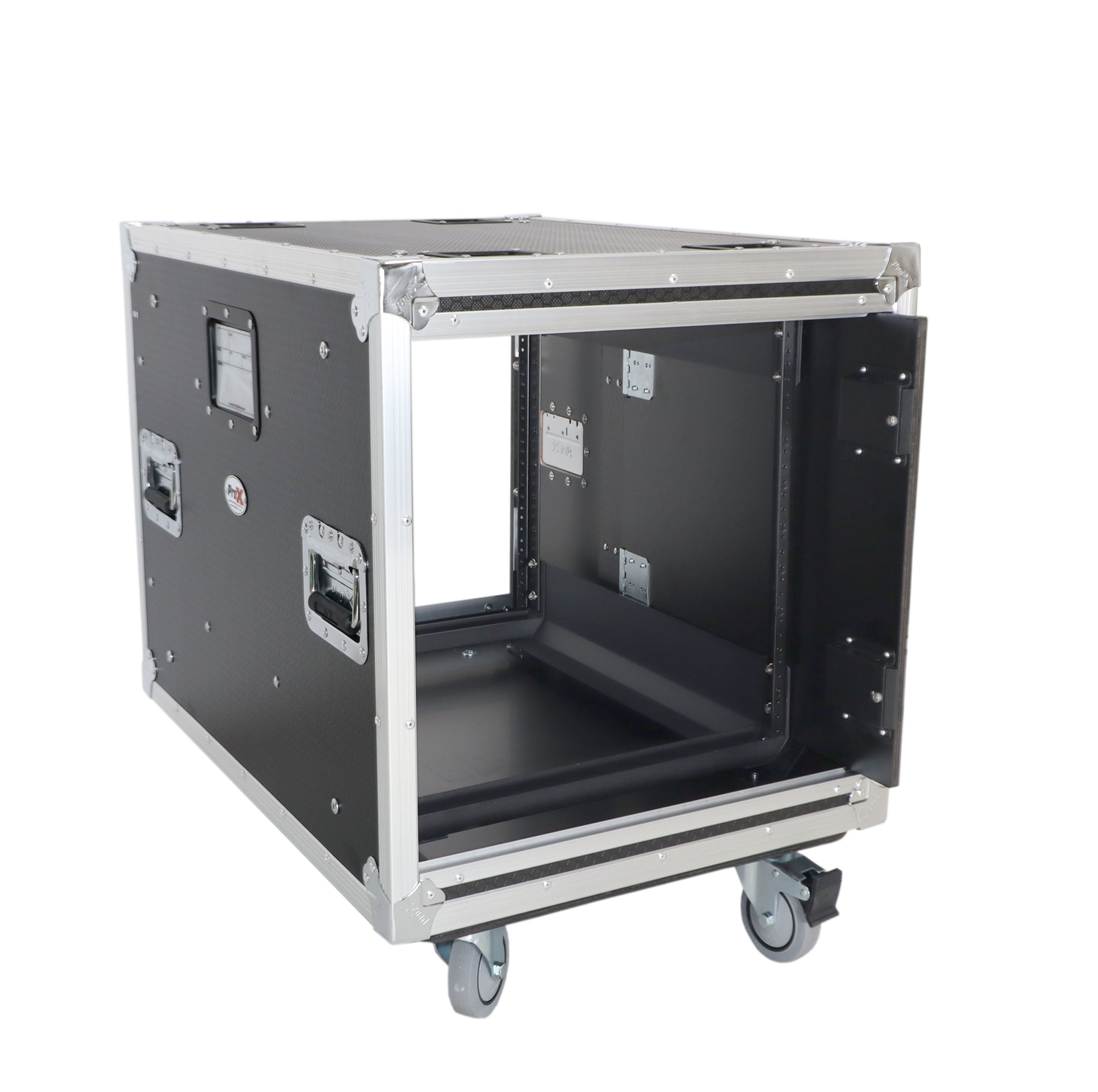 ProX 10U 24" Deep Vertical Rack to Rack Shock Mount Case with 2 Sliding Slam Doors & 4" Caster Wheels