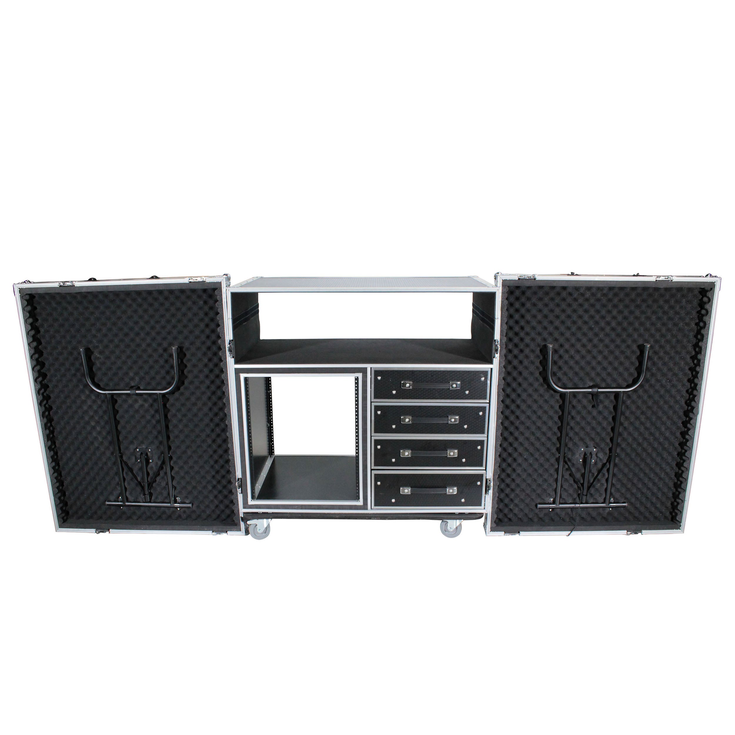 ProX ATA Flight Style Mixing Console Case 12U Shockproof Rack (2) Side Tables