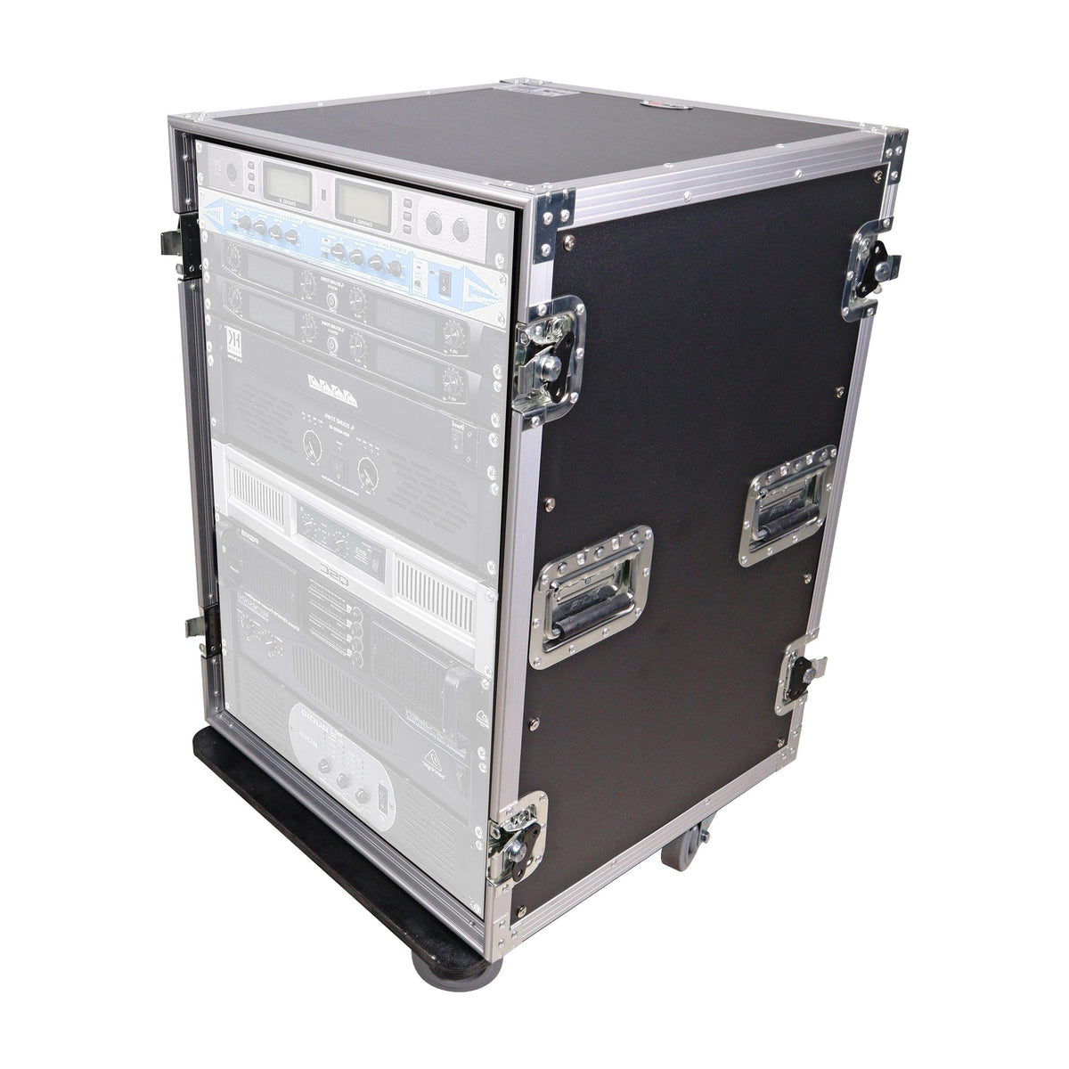 ProX 14U Vertical Amp Rack Mount Flight Case with Caster Wheels.