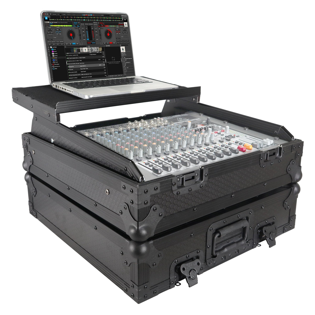 ProX 10U Top Mount 19" Slanted Black on Black Mixer Case.