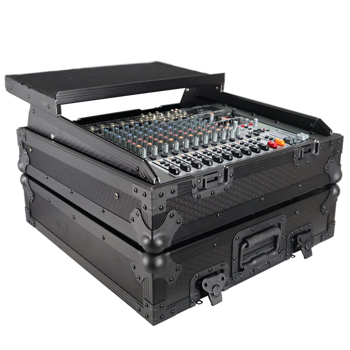 ProX 10U Top Mount 19" Slanted Black on Black Mixer Case.