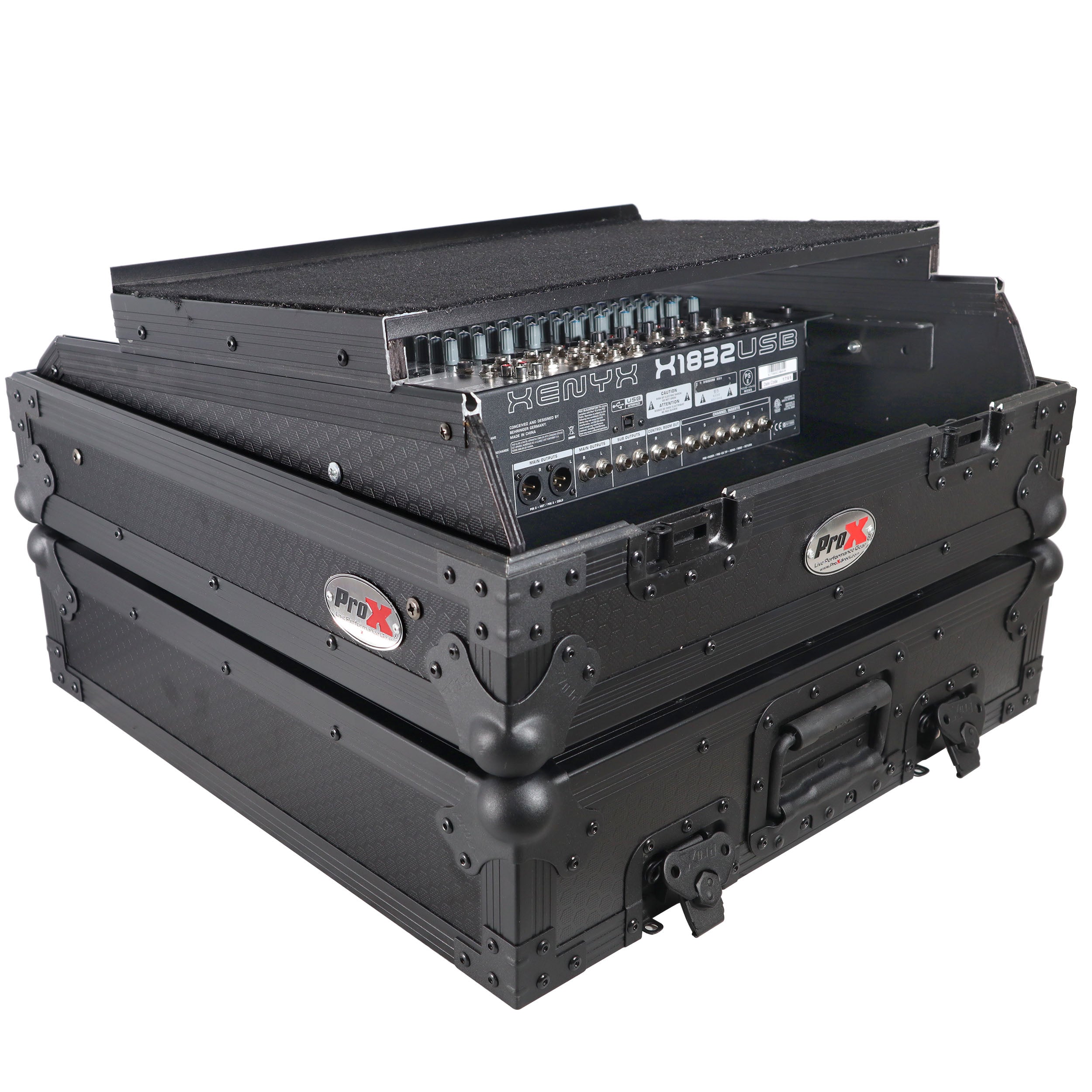 ProX 10U Top Mount 19" Slanted Black on Black Mixer Case