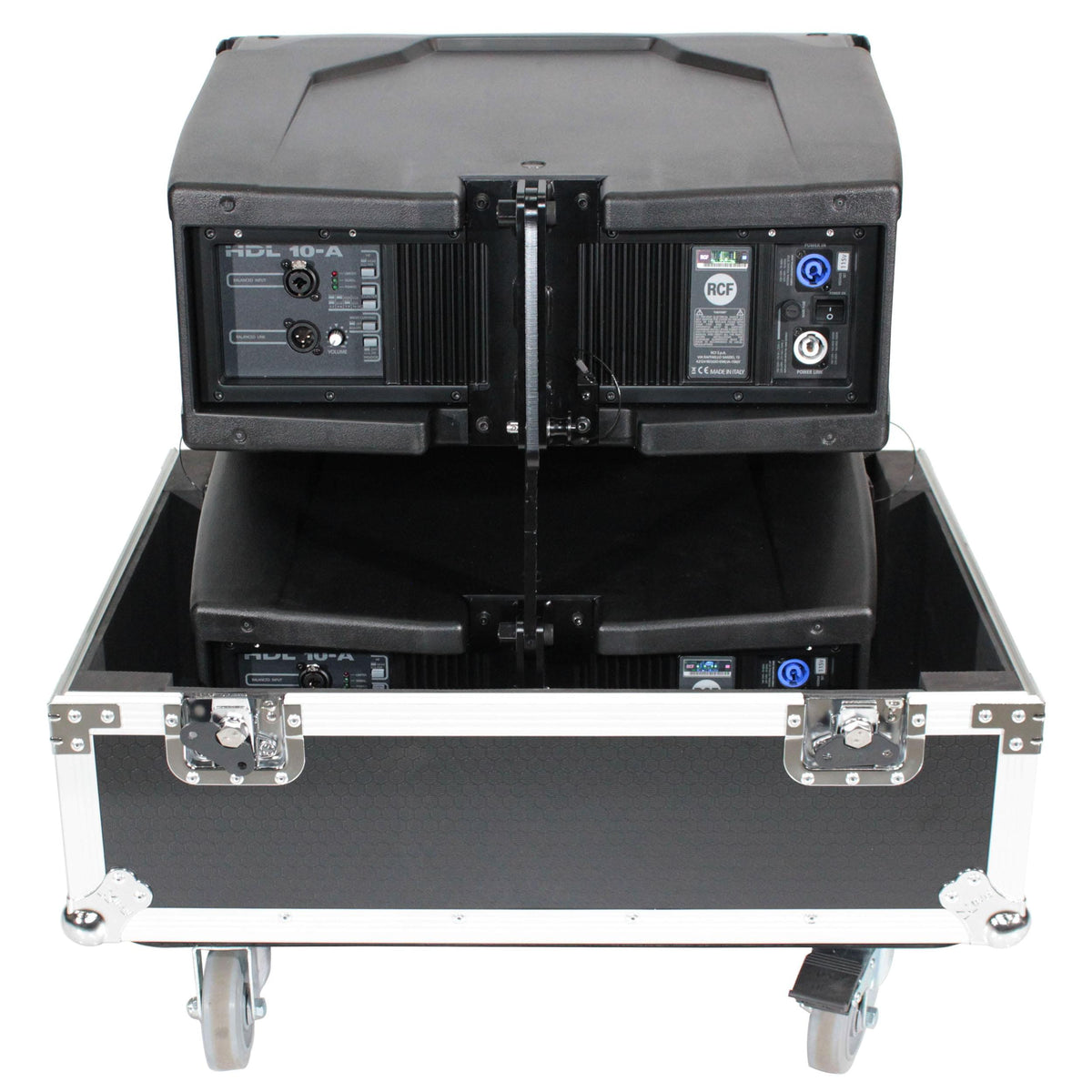 ProX Universal ATA Dual Speaker Flight Case fits 28x26x20 in. 2x RCF HDL10 HDL28, DAS VANTEC 20A.