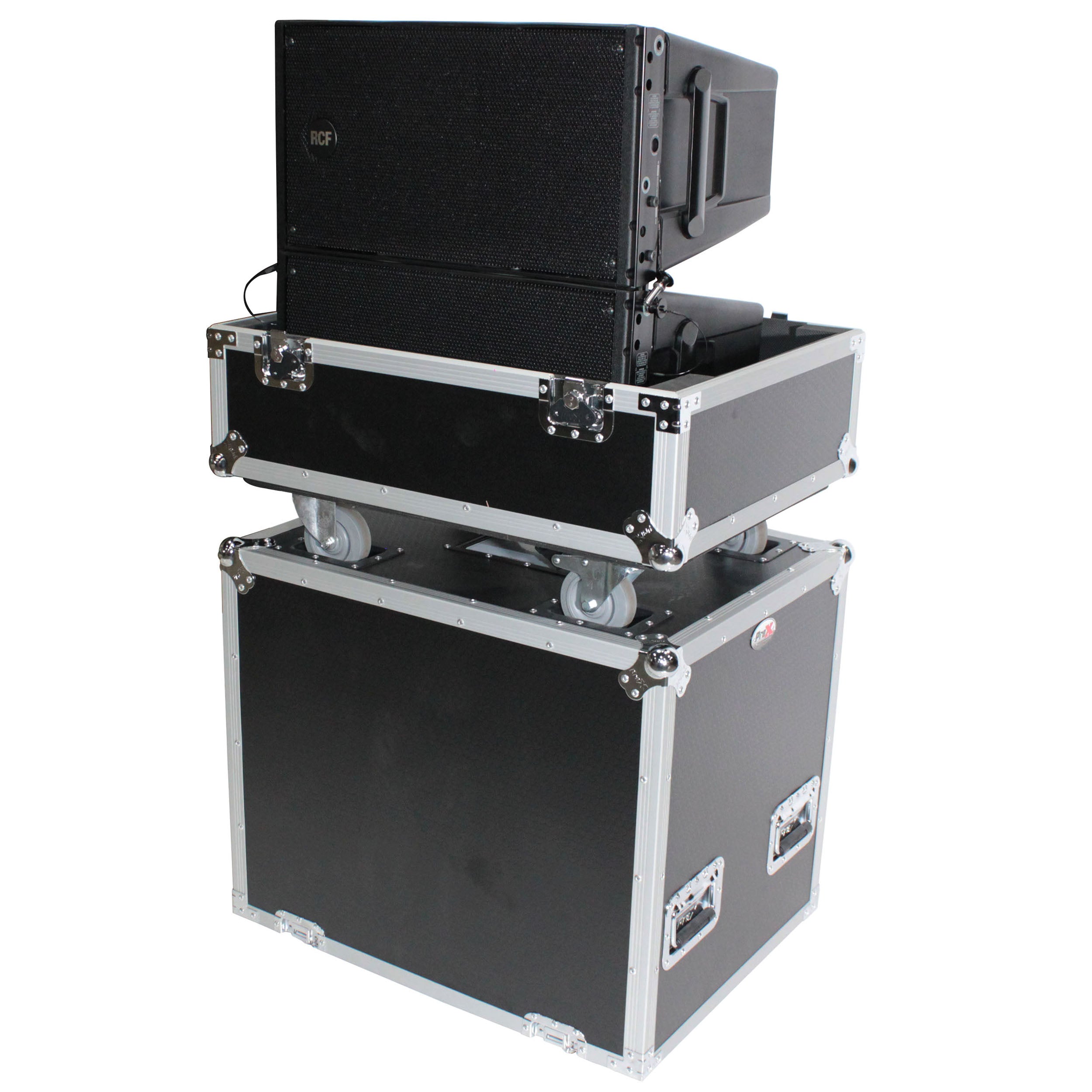 ProX Universal ATA Dual Speaker Flight Case fits 28x26x20 in. 2x RCF HDL10 HDL28, DAS VANTEC 20A