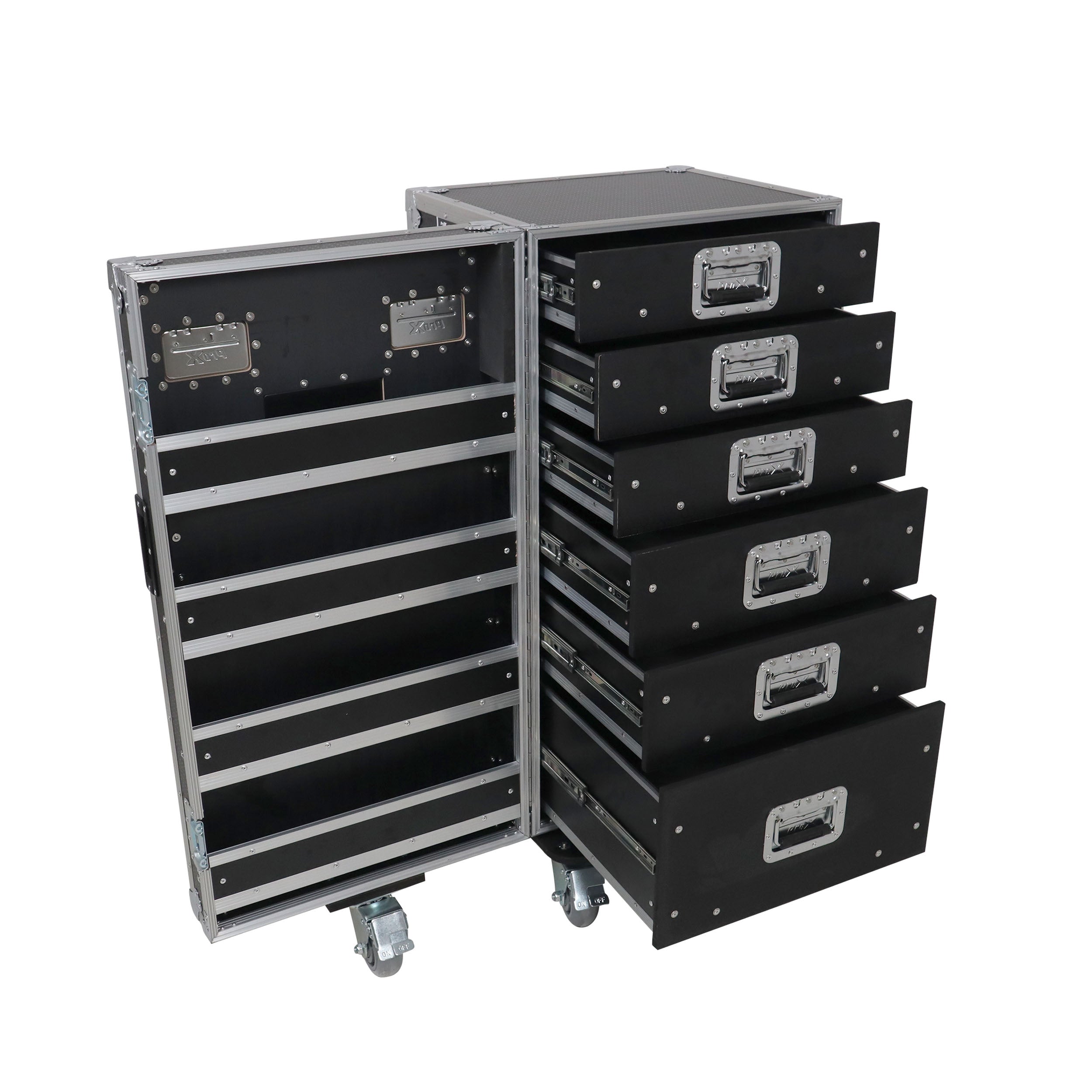 ProX Pro 6 Utility Drawer Workbox ATA Flight Style Case with Hinged Storage Door and Five 5 inch Casters