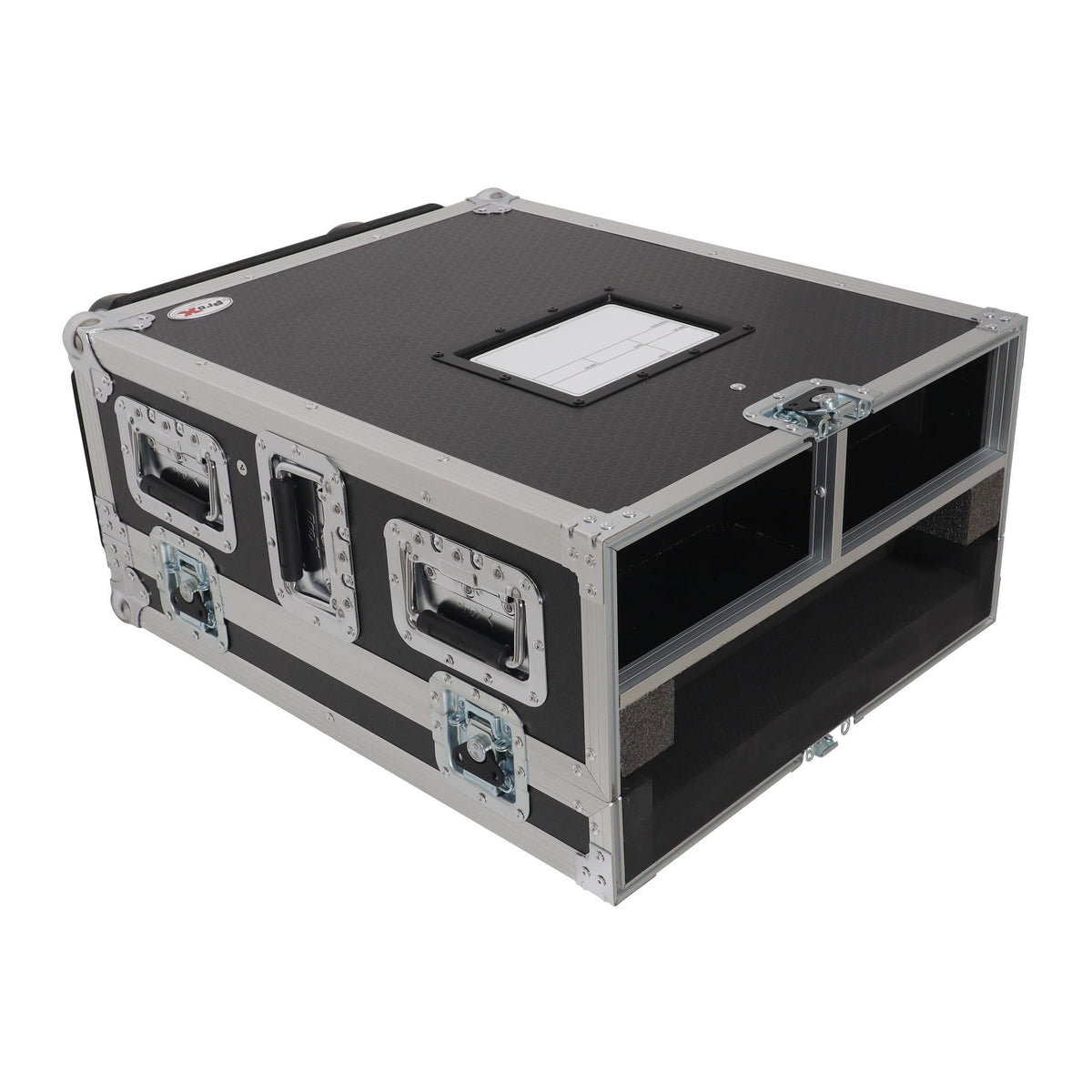 ProX ATA Digital Audio Mixer Flight Case for Allen & Heath QU5 Console with Doghouse compartment and 4x Caster wheels.