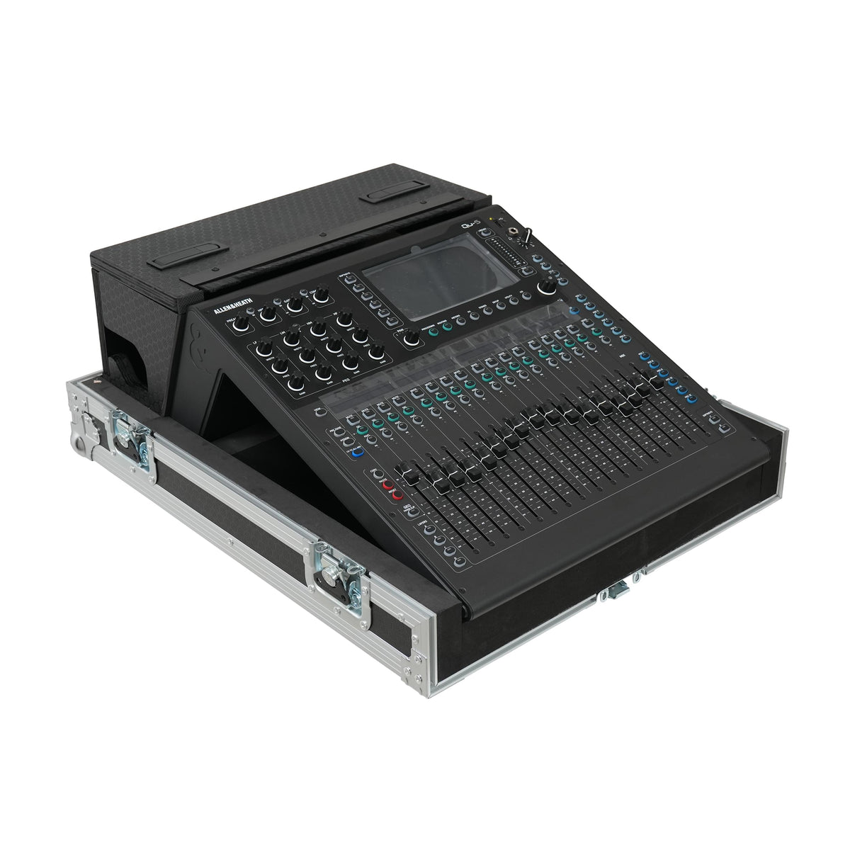 ProX ATA Digital Audio Mixer Flight Case for Allen & Heath QU5 Console with Doghouse compartment and 4x Caster wheels.