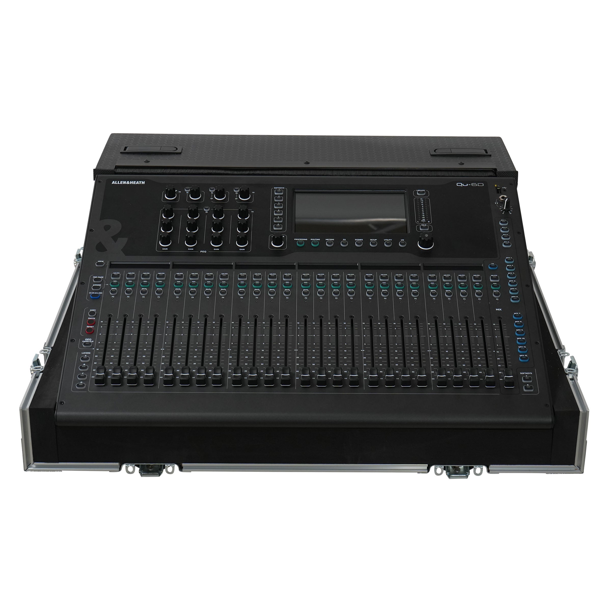 ProX ATA Digital Audio Mixer Flight Case for Allen & Heath QU6 Console with Doghouse compartment and 4x Caster wheels