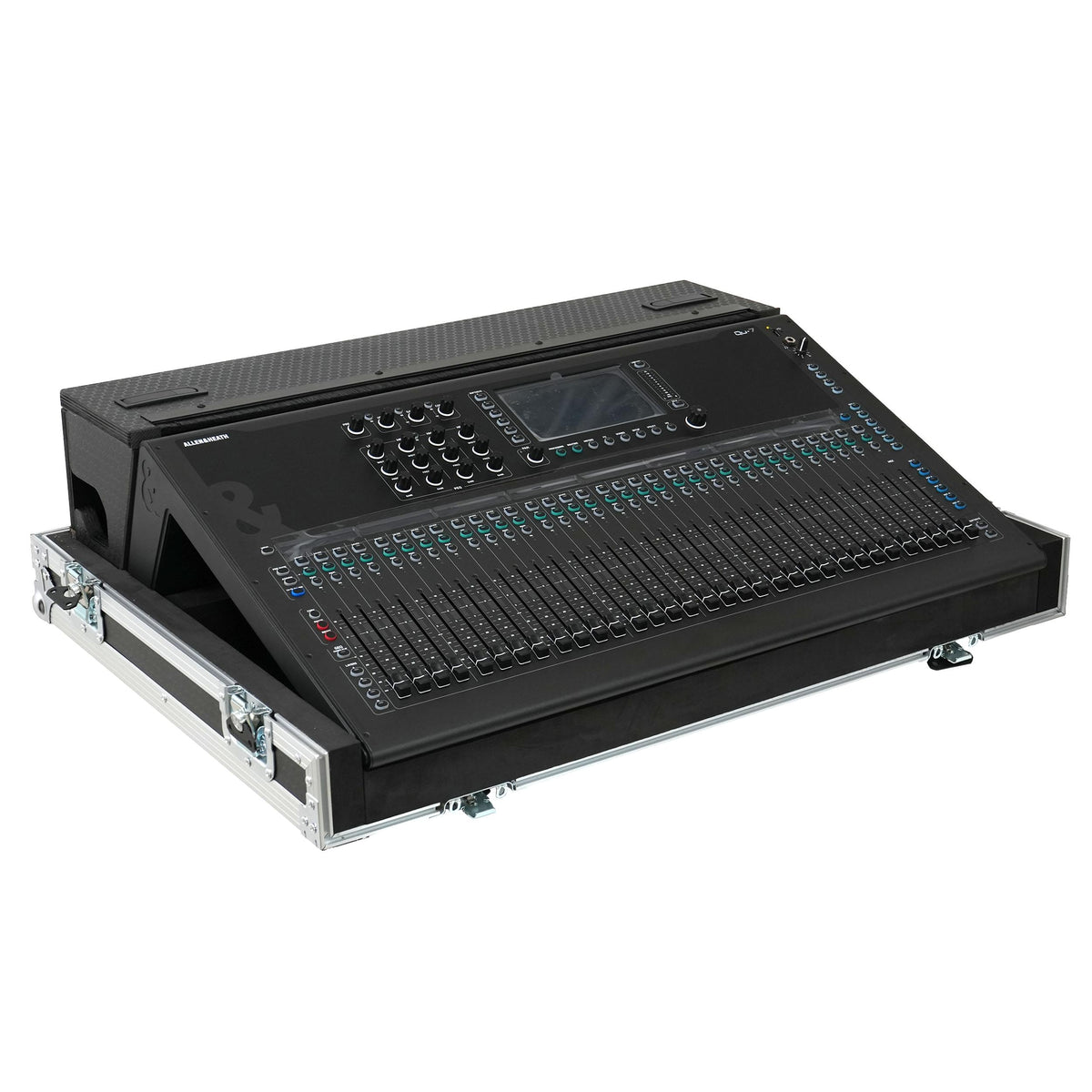 ProX ATA Digital Audio Mixer Flight Case for Allen & Heath QU7 Console with Doghouse compartment and 4x Caster wheels.