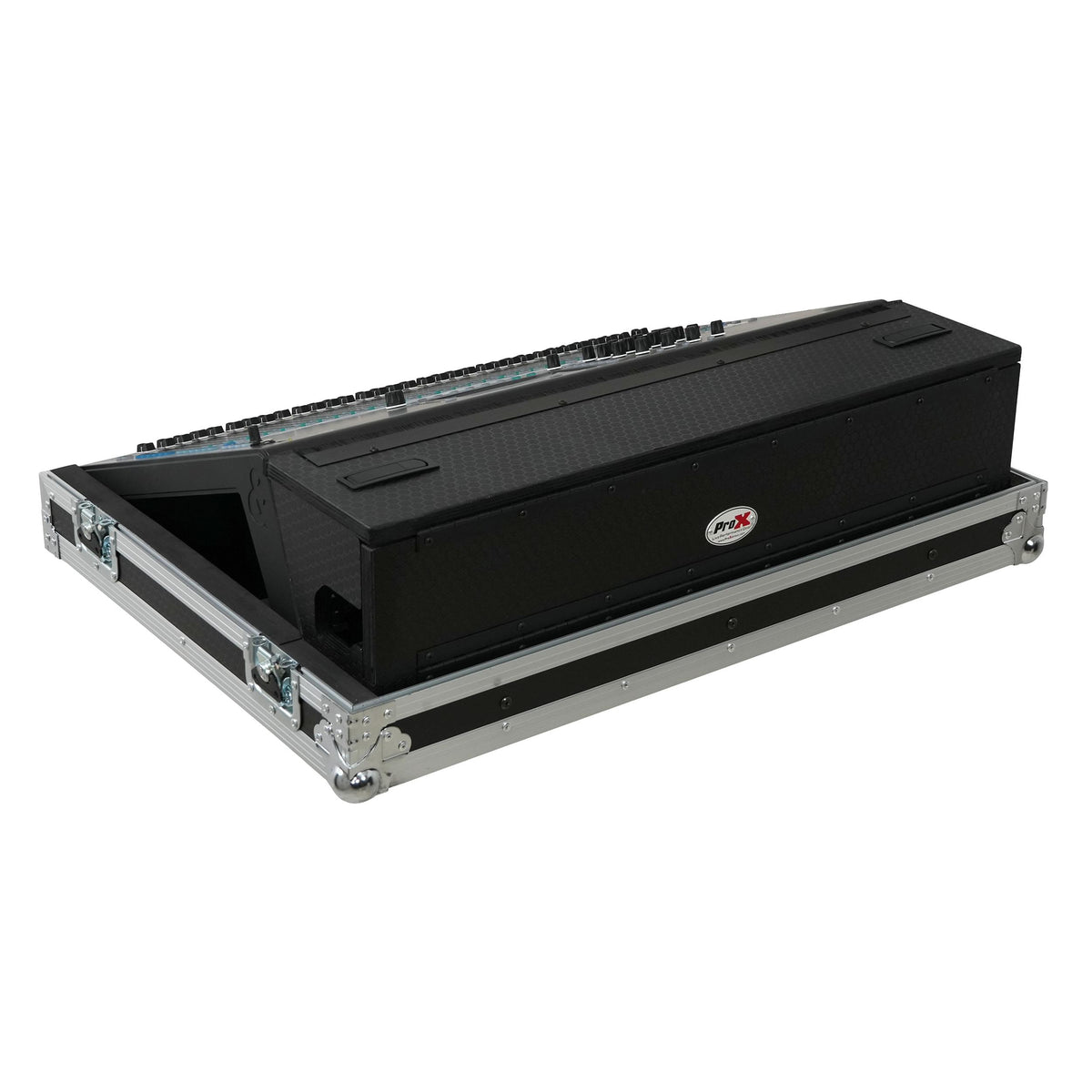 ProX ATA Digital Audio Mixer Flight Case for Allen & Heath QU7 Console with Doghouse compartment and 4x Caster wheels.
