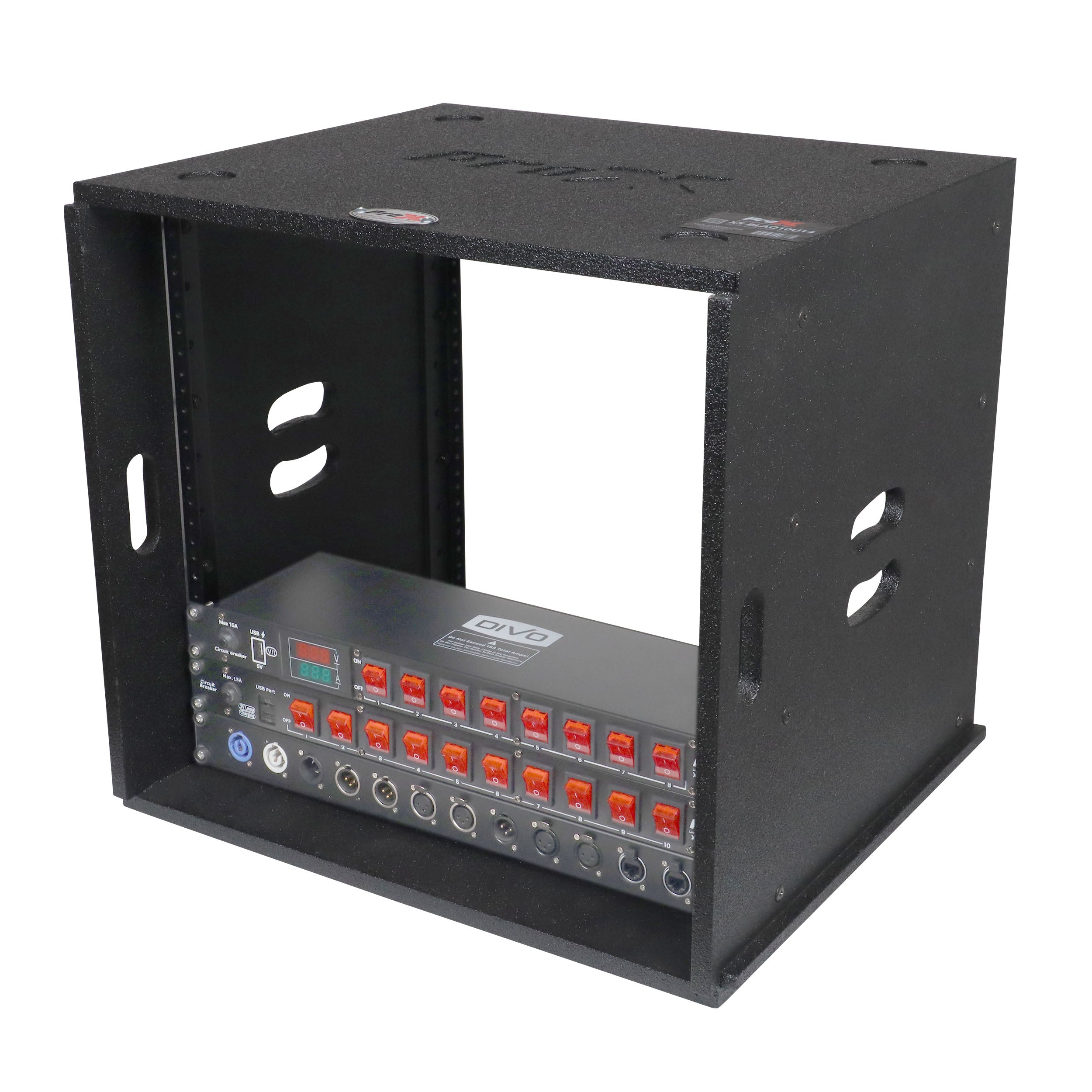 ProX 10U Rack Case 14" Deep Vertical Amp Rack Polyurea Coated BLAQ Series