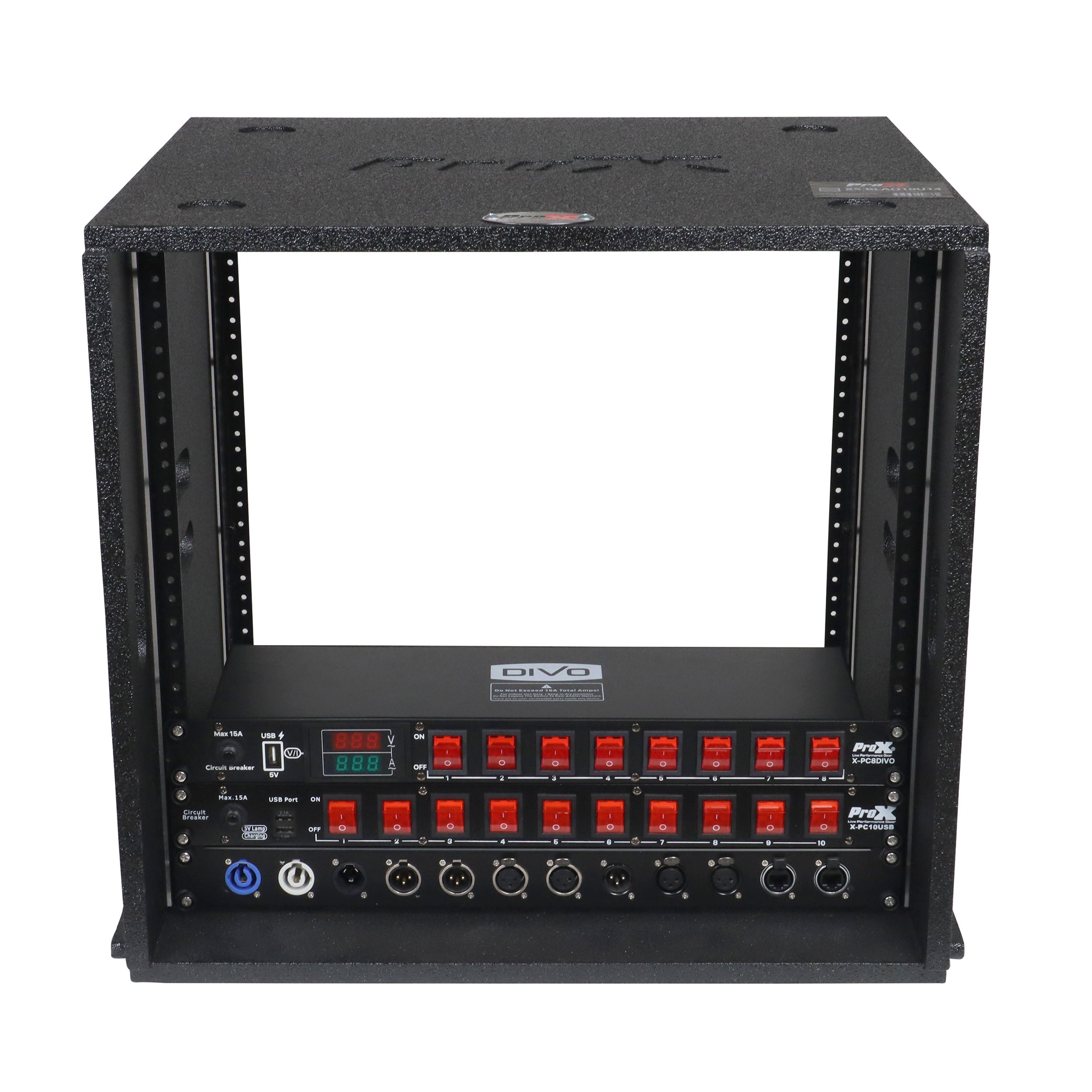 ProX 10U Rack Case 14" Deep Vertical Amp Rack Polyurea Coated BLAQ Series