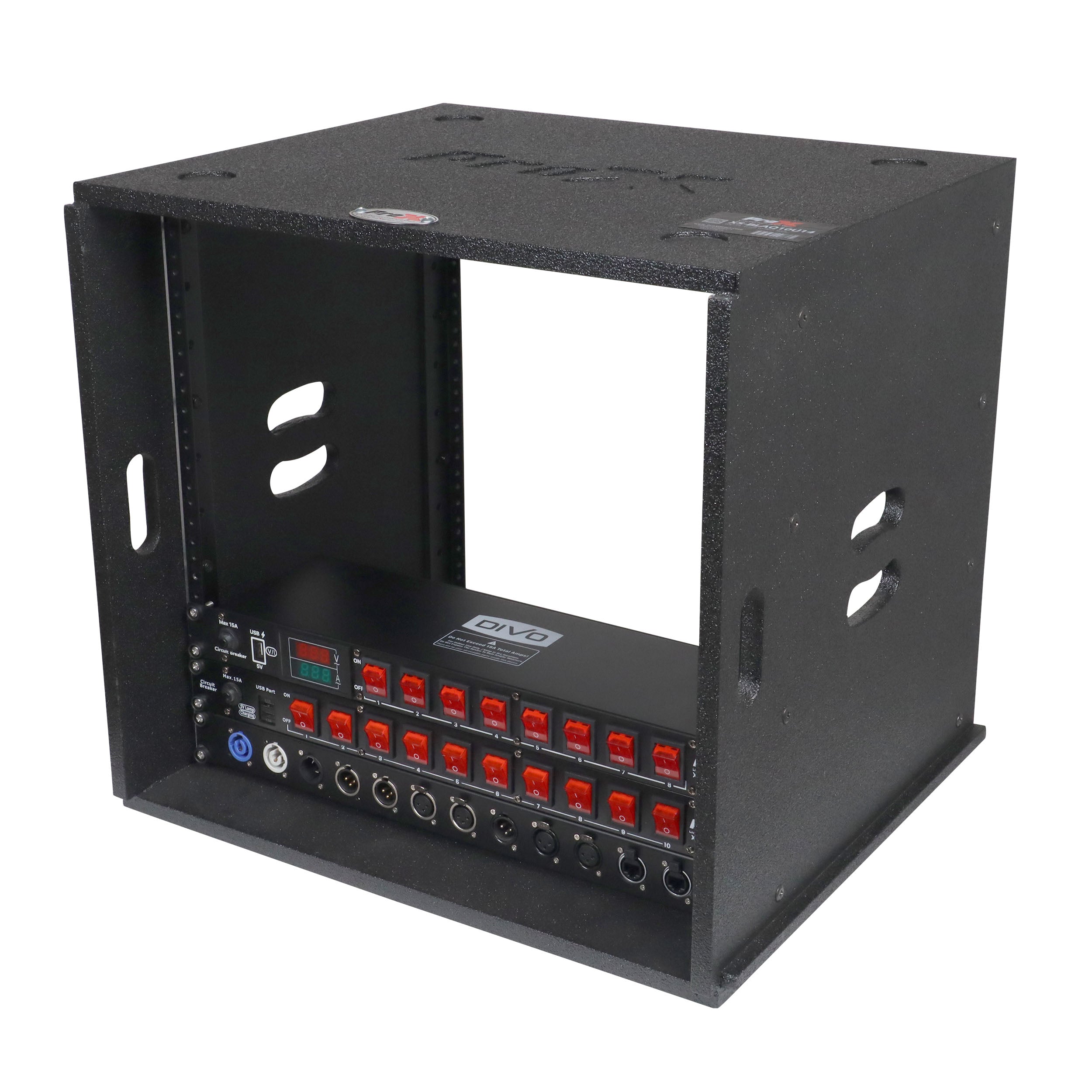ProX 10U Rack Case 14" Deep Vertical Amp Rack Polyurea Coated BLAQ Series