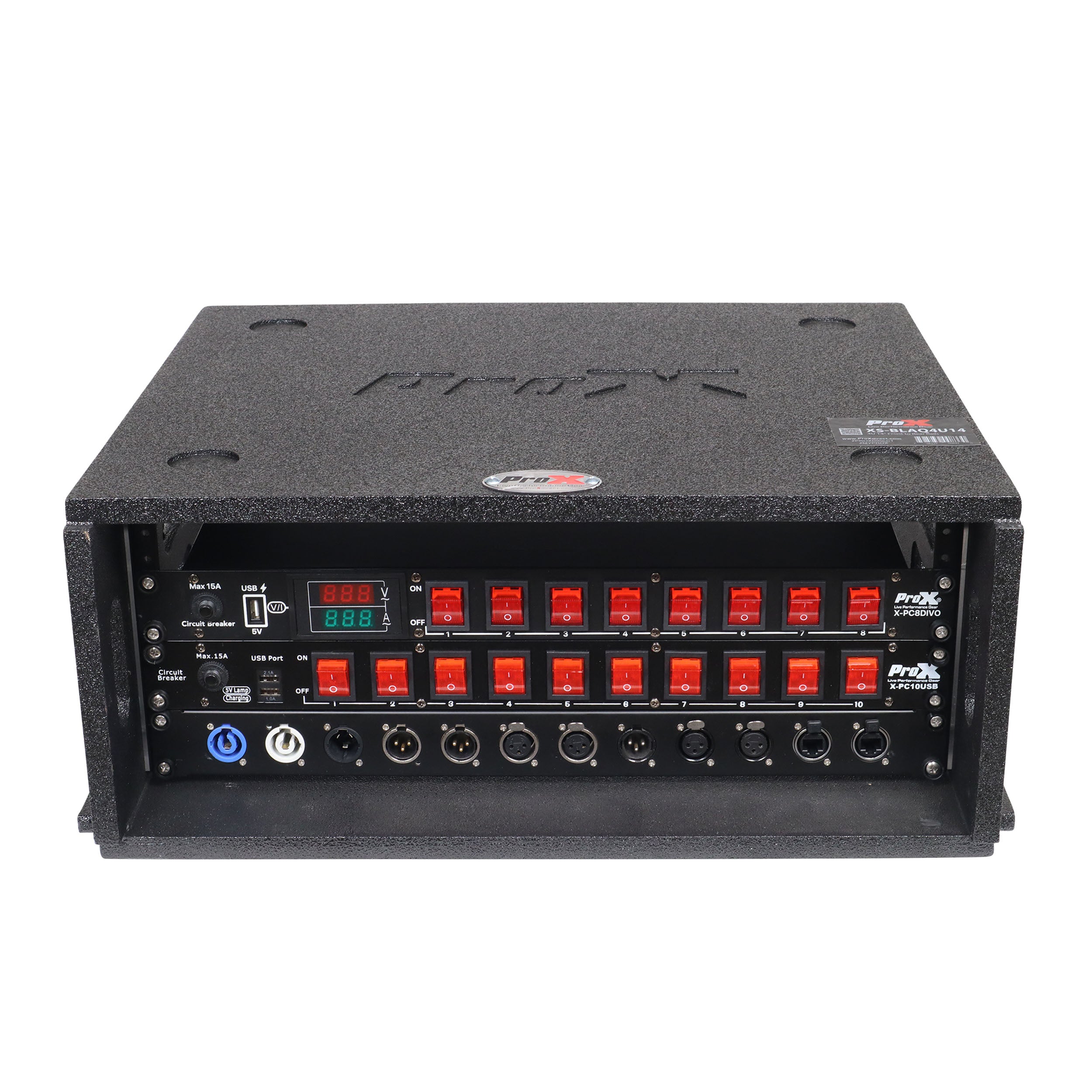 ProX 4U Rack Case 14" Deep Vertical Amp Rack Polyurea Coated BLAQ Series