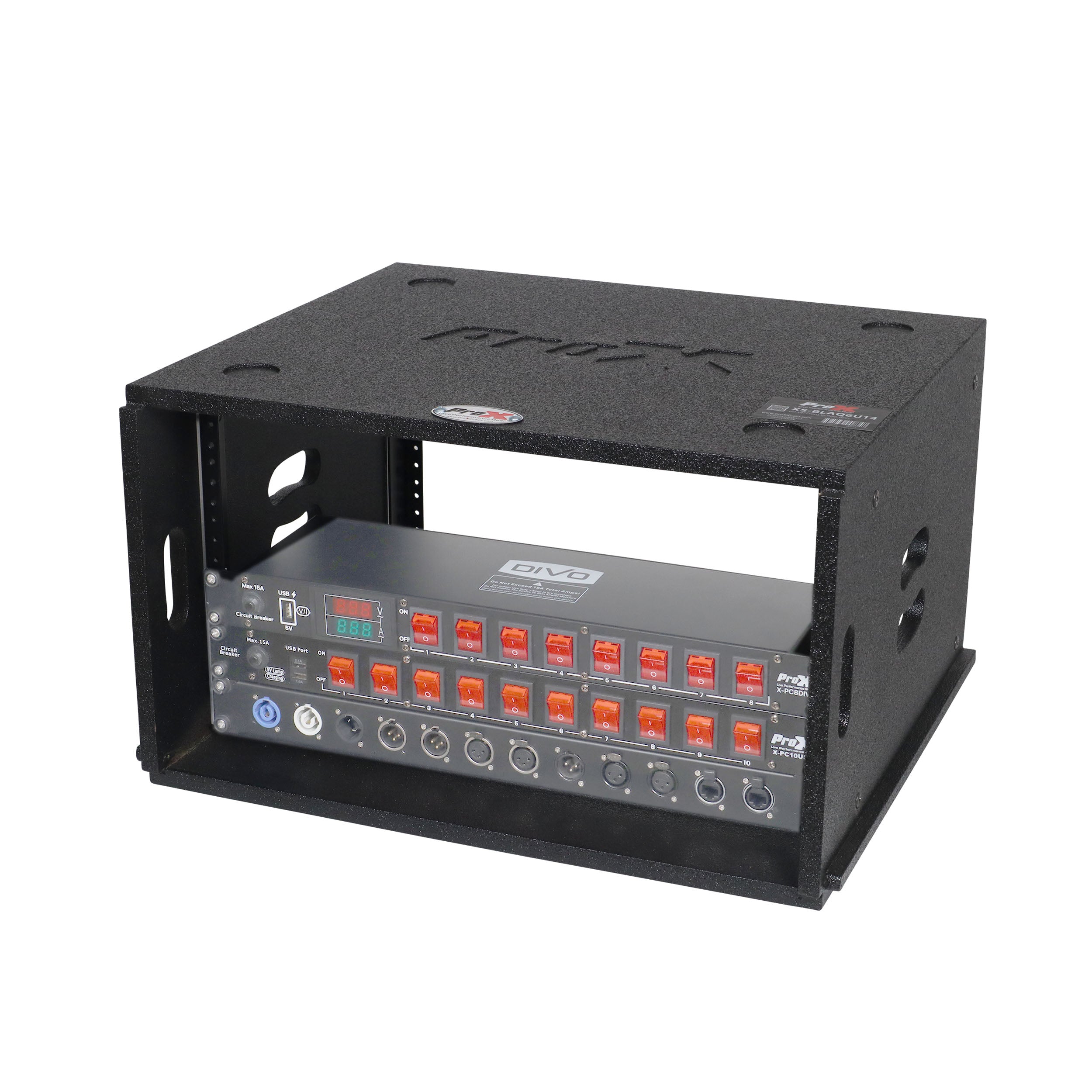 ProX 6U Rack Case 14" Deep Vertical Amp Rack Polyurea Coated BLAQ Series