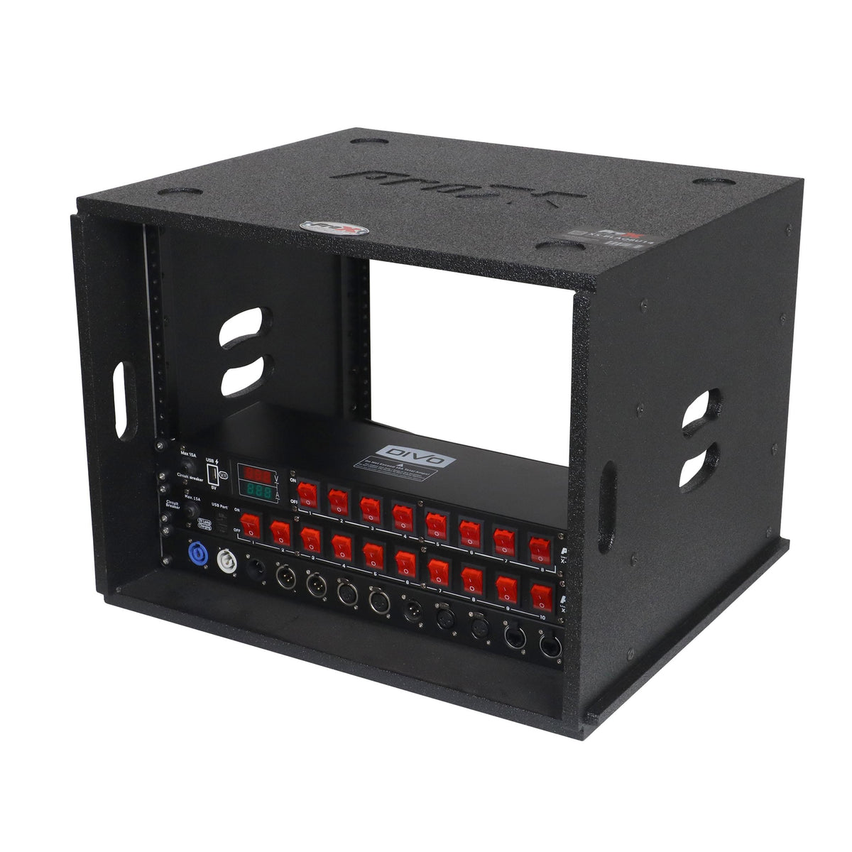 ProX 8U Rack Case 14" Deep Vertical Amp Rack Polyurea Coated BLAQ Series.