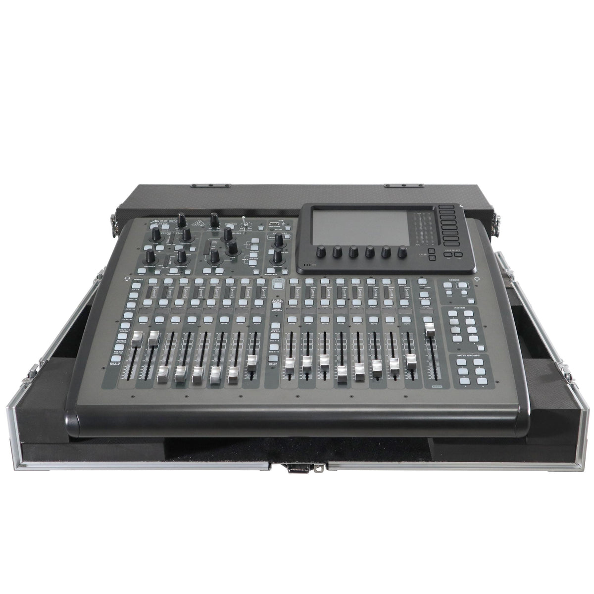 ProX ATA Digital Audio Mixer Flight Case for Behringer X32 Compact Console with Doghouse compartment and Caster wheels.