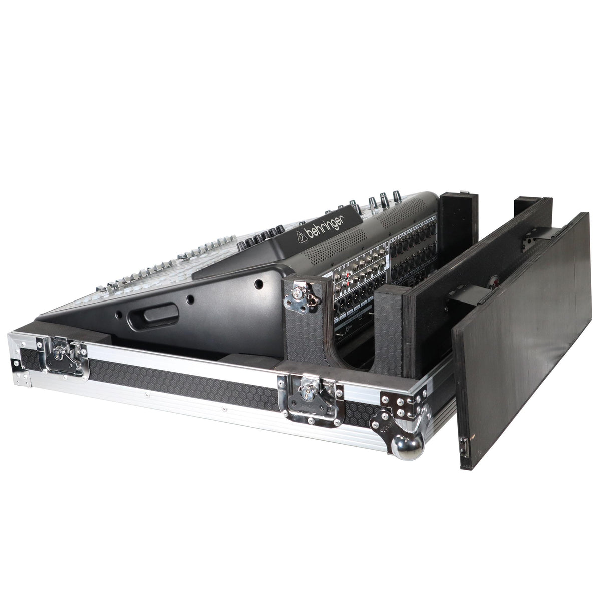 ProX ATA Digital Audio Mixer Flight Case for Behringer X32 Compact Console with Doghouse compartment and Caster wheels.