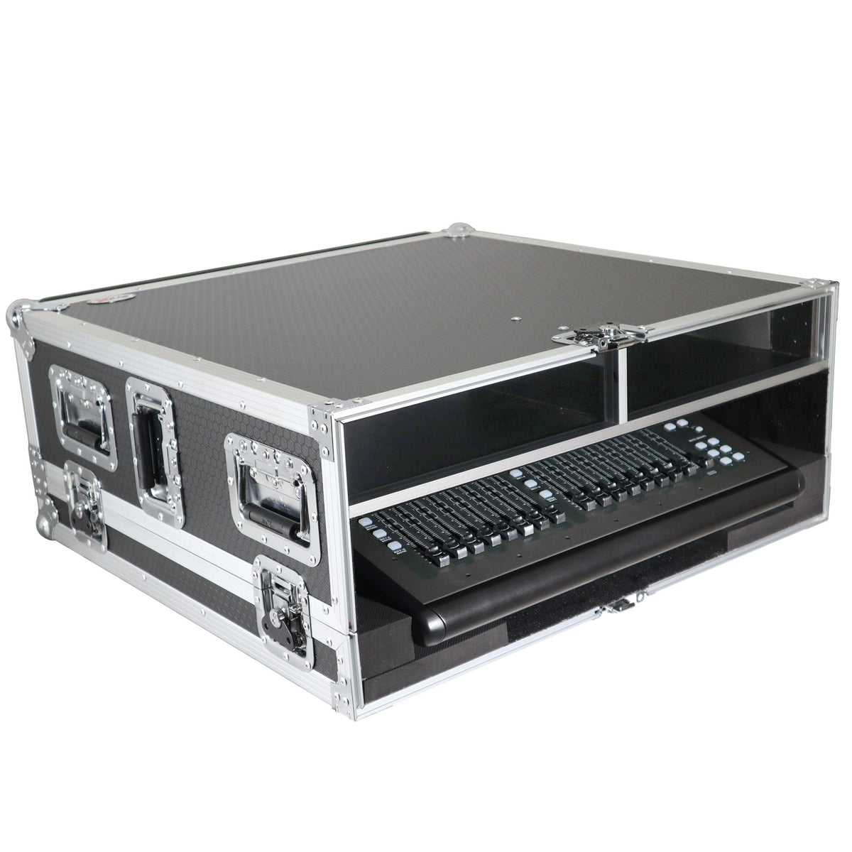 ProX ATA Digital Audio Mixer Flight Case for Behringer X32 Compact Console with Doghouse compartment and Caster wheels.