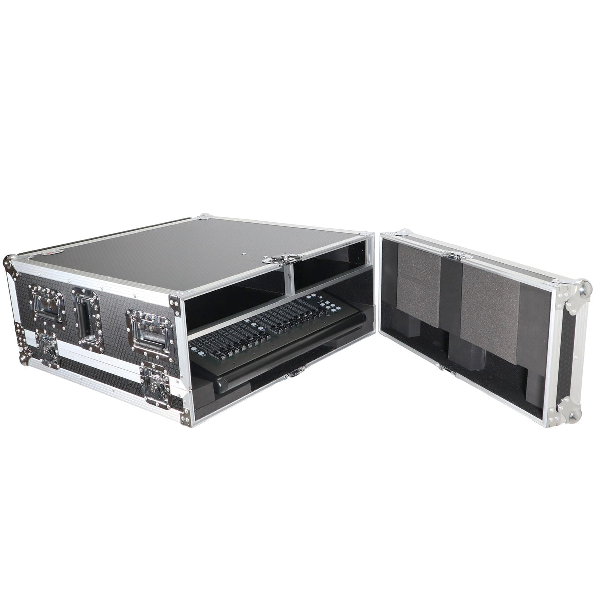 ProX ATA Digital Audio Mixer Flight Case for Behringer X32 Compact Console with Doghouse compartment and Caster wheels.