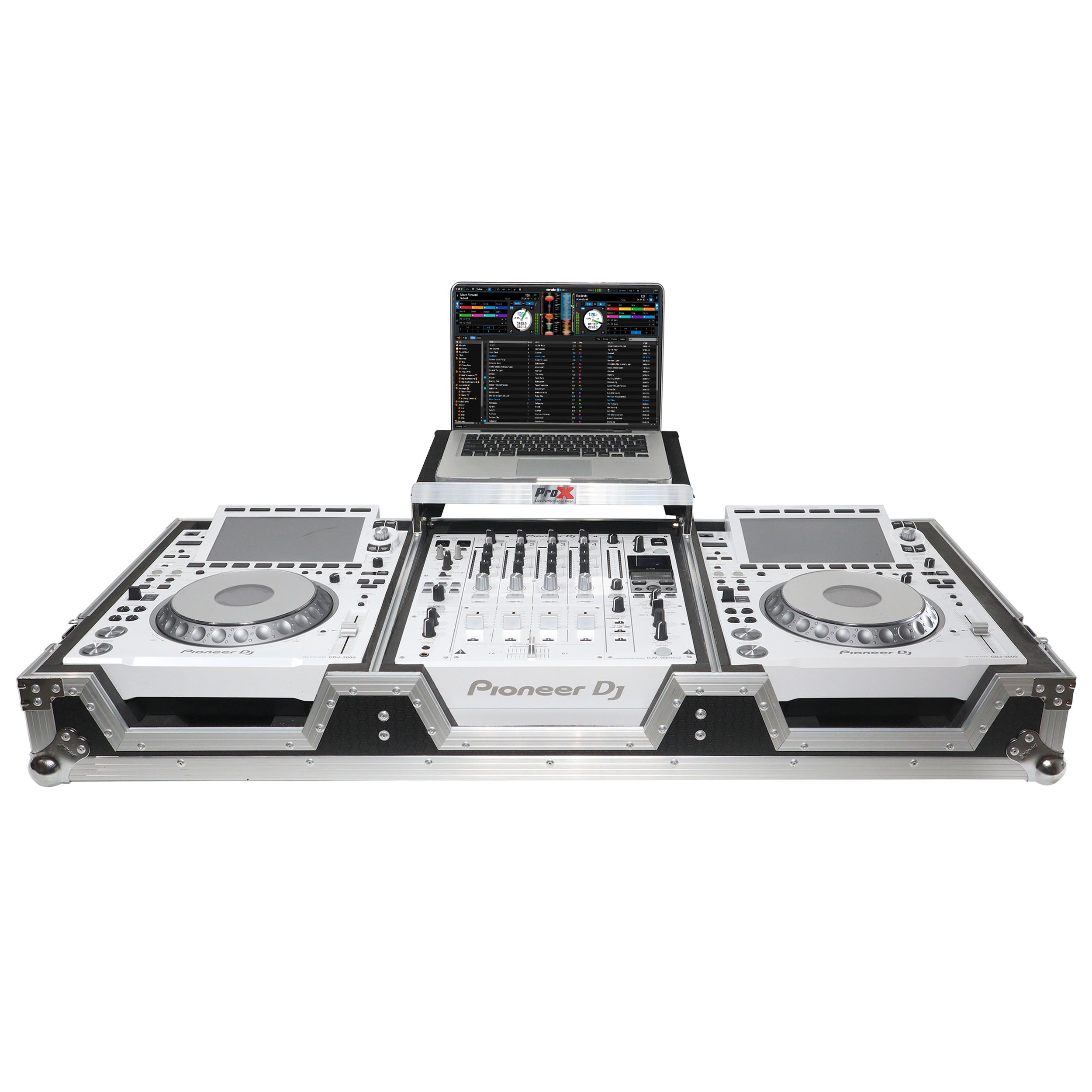 ProX Flight Case DJ Coffin for Pioneer Mixer DJM-900NXS2 and 2 CDJ-3000 W-Wheels and Laptop Shelf