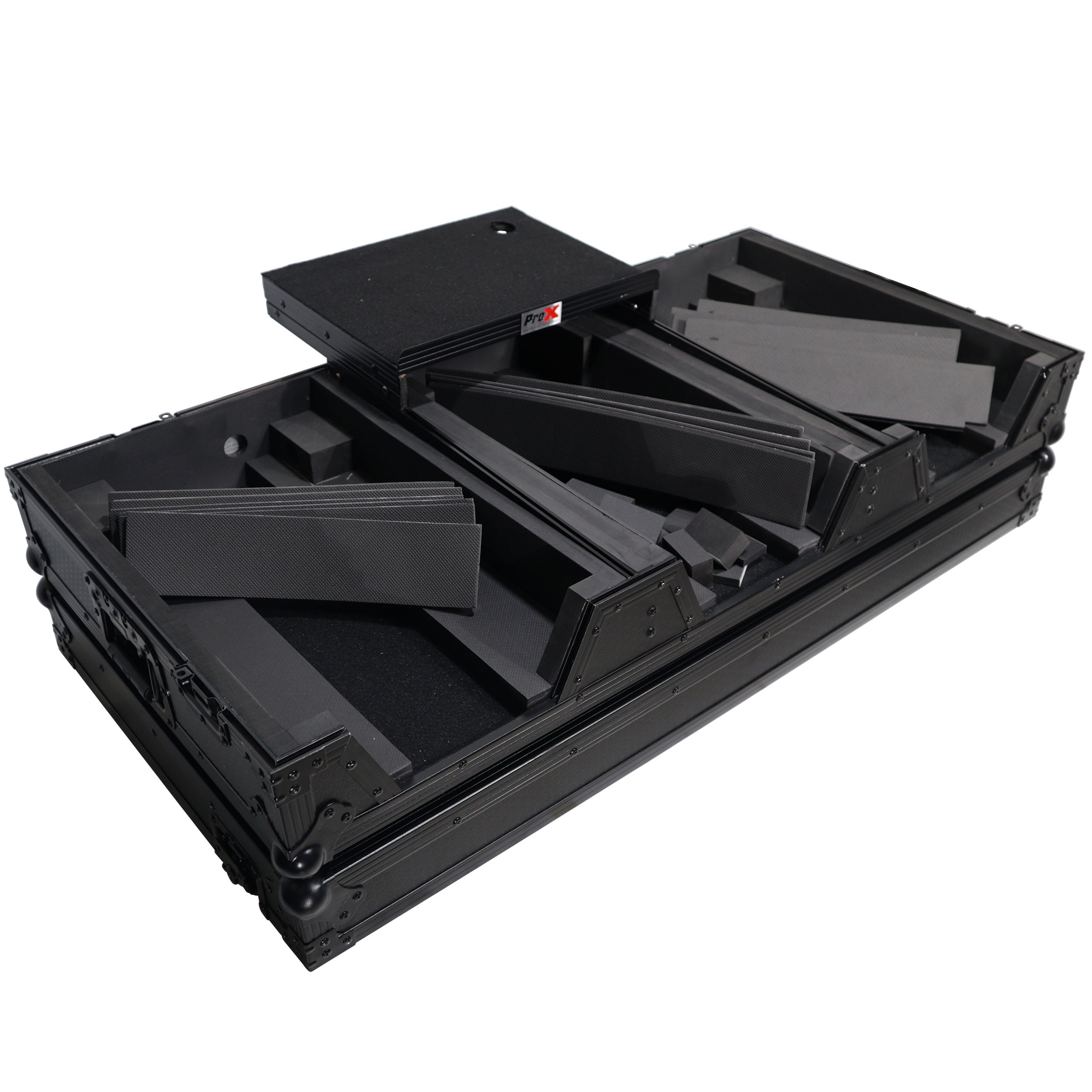 ProX DJ Coffin Case for Pioneer 2X CDJ-3000 CD and DJM-900NXS2 Mixer W/Wheels & Laptop Shelf (Black on Black)
