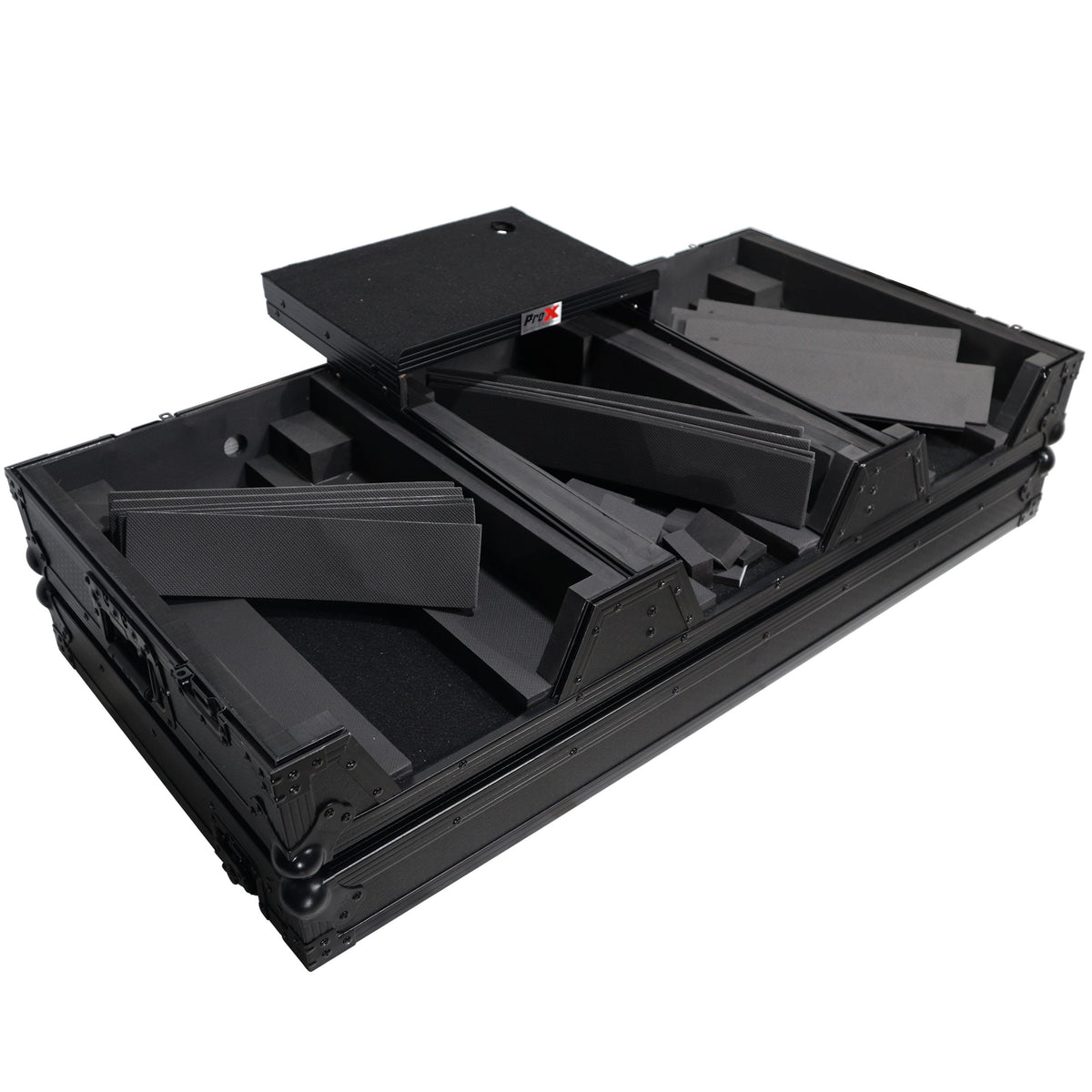 ProX DJ Coffin Case for Pioneer 2X CDJ-3000 CD and DJM-900NXS2 Mixer W/Wheels & Laptop Shelf (Black on Black).