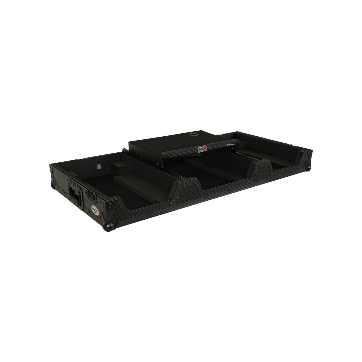 ProX Fits 2x Pioneer CDJ 3000X Case / Pioneer DJM V10 / A9 Mixer w/ Laptop Shelf, All Black and Low profile Wheels.