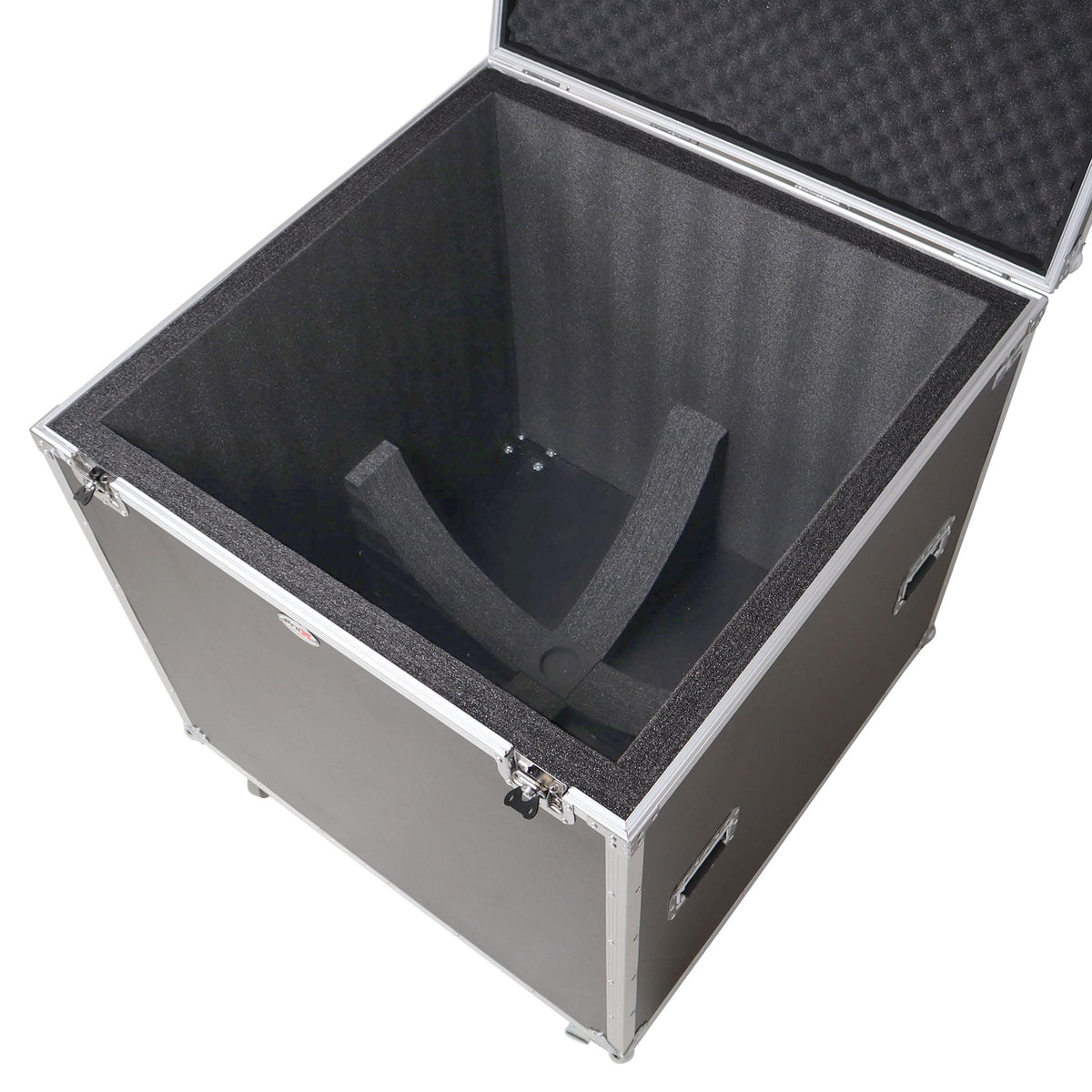 ProX 30" Mirror Ball Flight Road Case with wheels and Stay open hinge door.