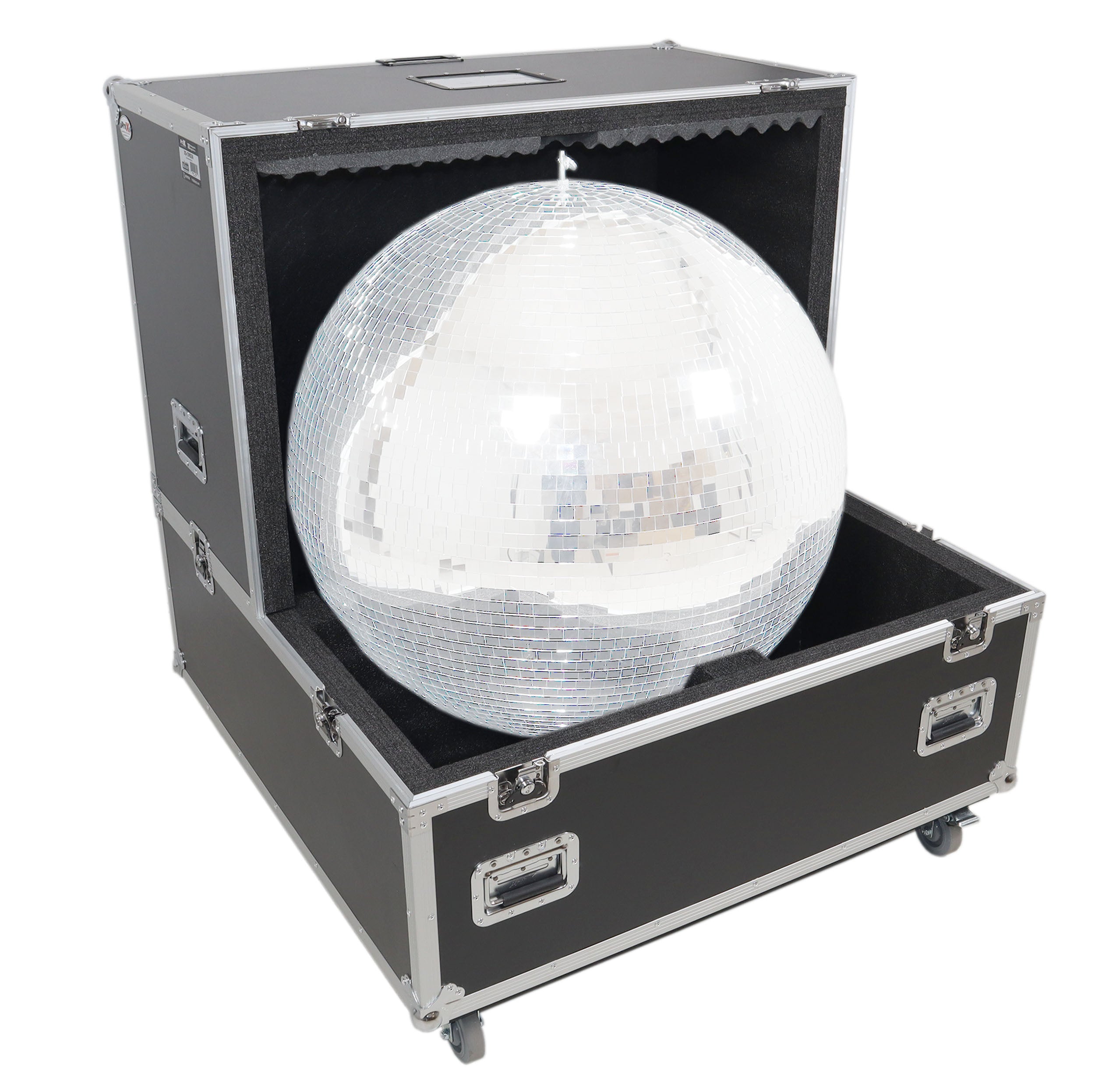 ProX 36" Mirror Ball Flight Road Case with wheels and two removable top cover