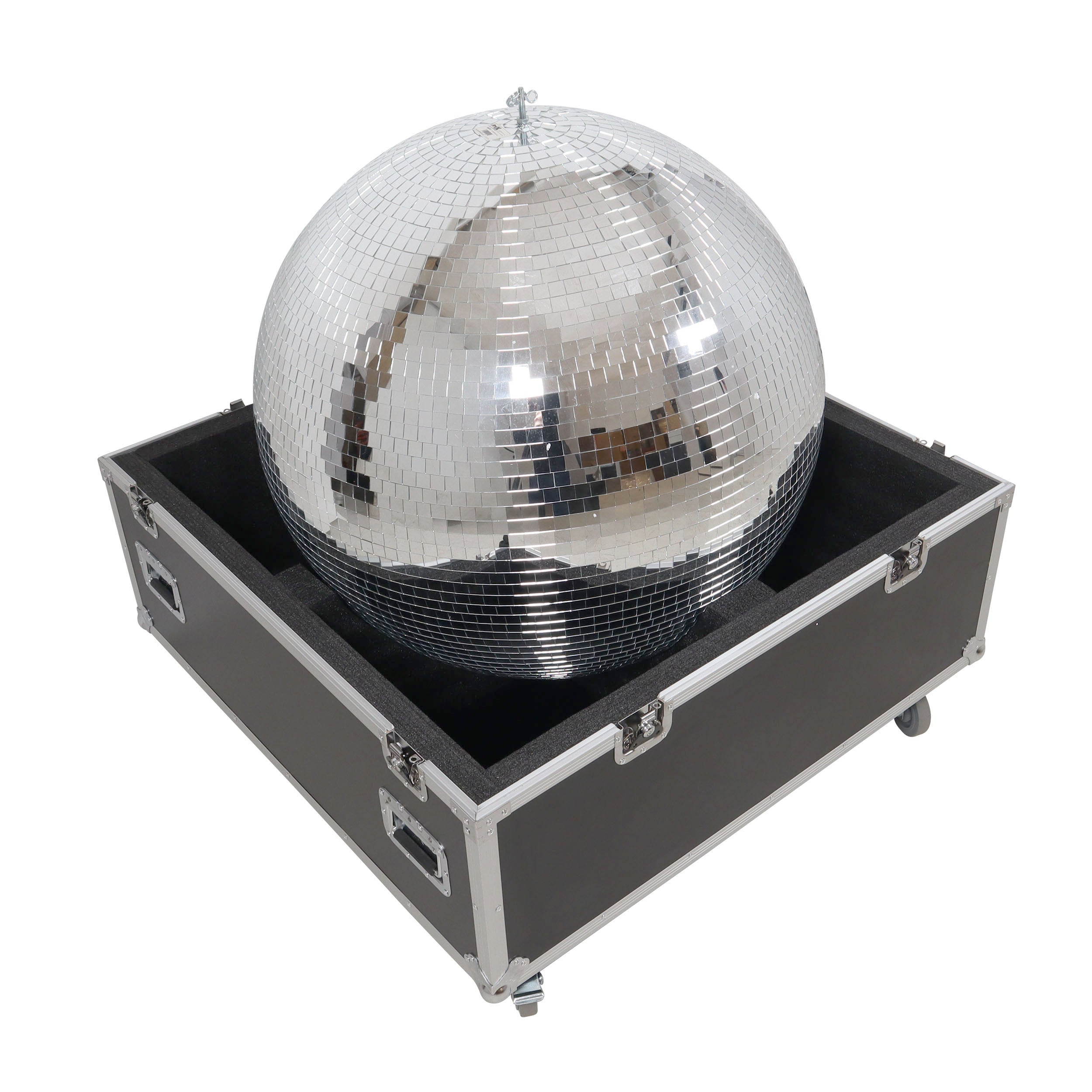 ProX 36" Mirror Ball Flight Road Case with wheels and two removable top cover