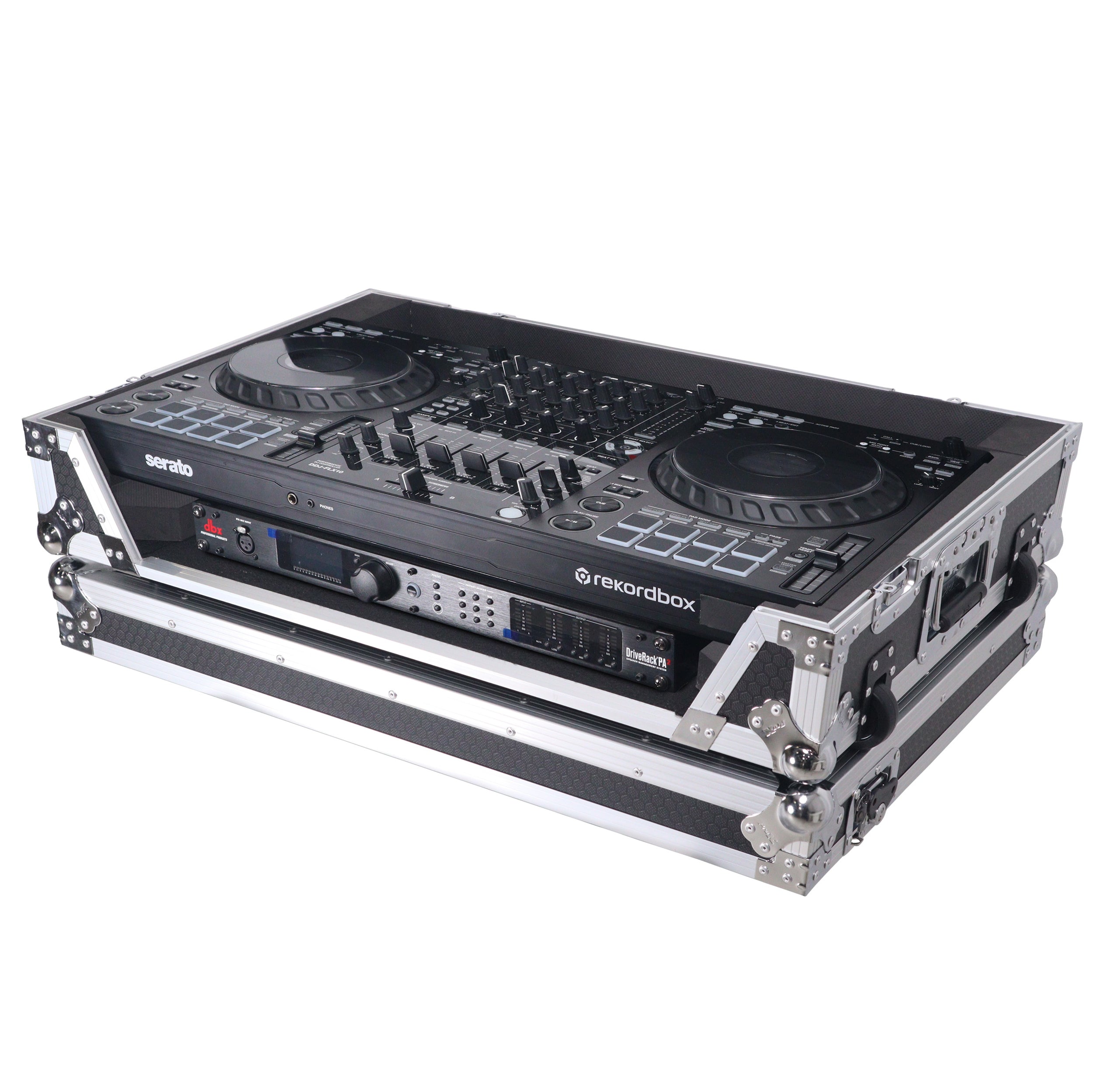 ProX Flight Style Road Case For Pioneer DDJ-FLX10 or DDJ-GRV6 DJ Controller with 1U Rack Space Wheels