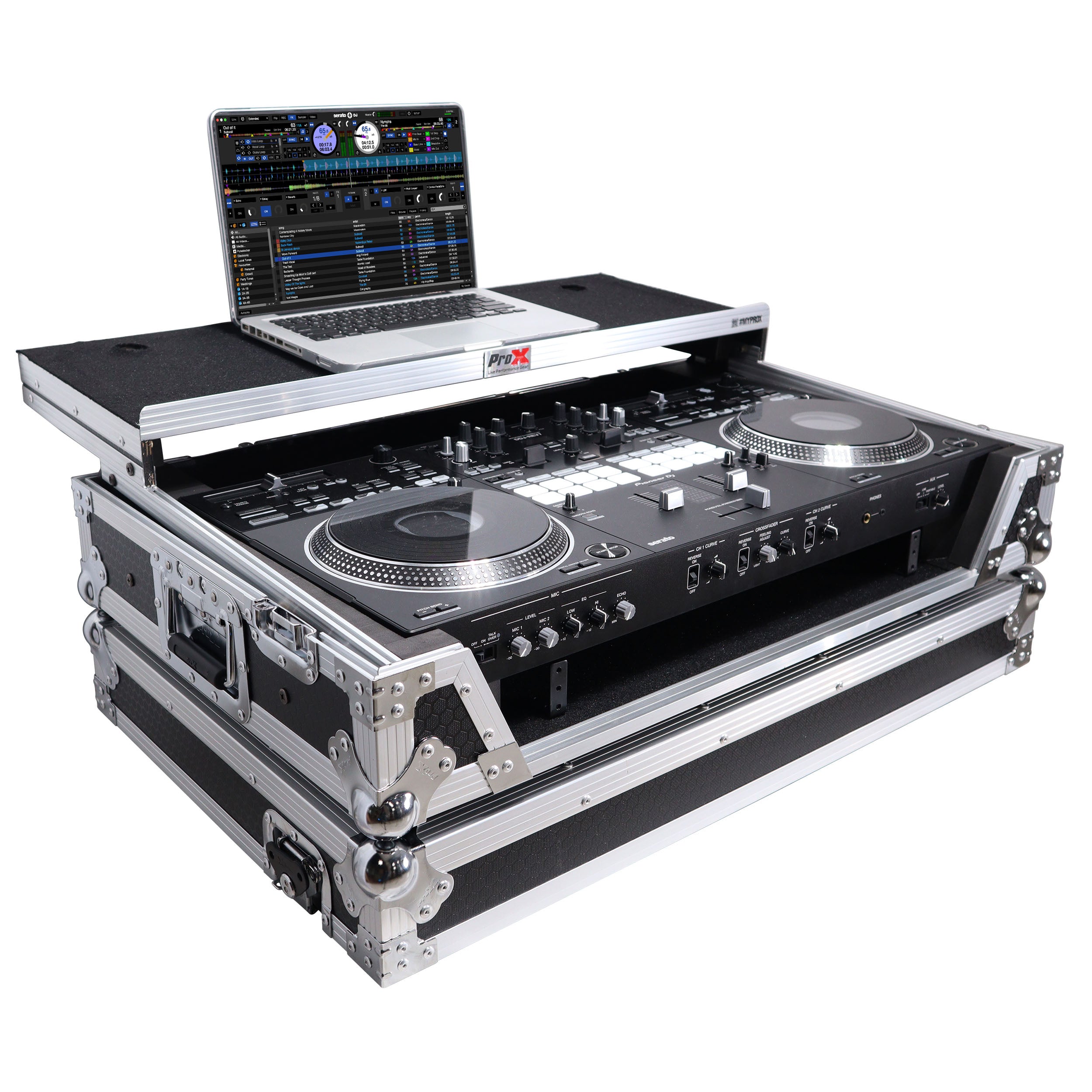 ProX ATA Style Flight Case for Pioneer DDJ-REV7 DJ Controller with Laptop Shelf Wheels and 1U Rackspace