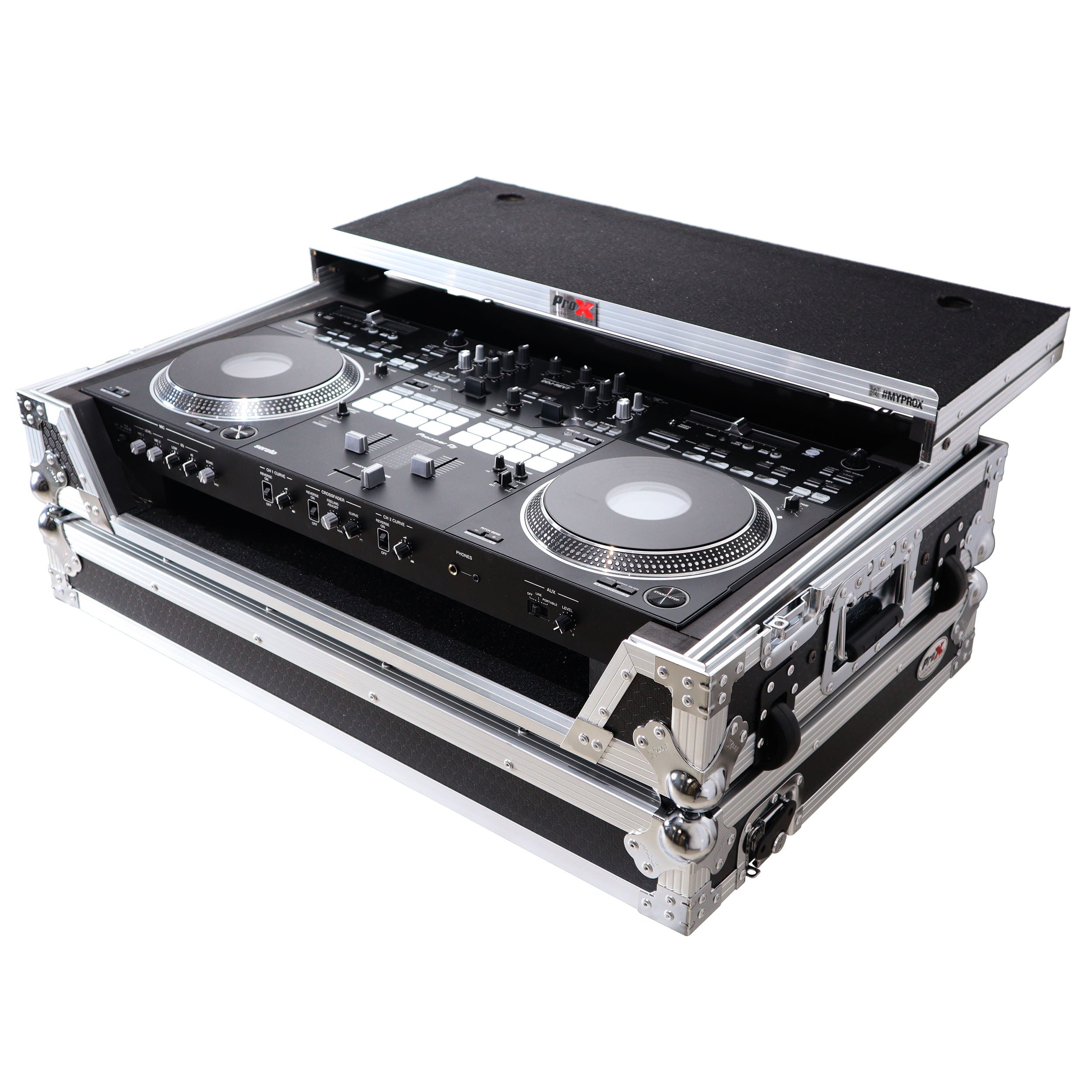 ProX ATA Style Flight Case for Pioneer DDJ-REV7 DJ Controller with Laptop Shelf Wheels and 1U Rackspace