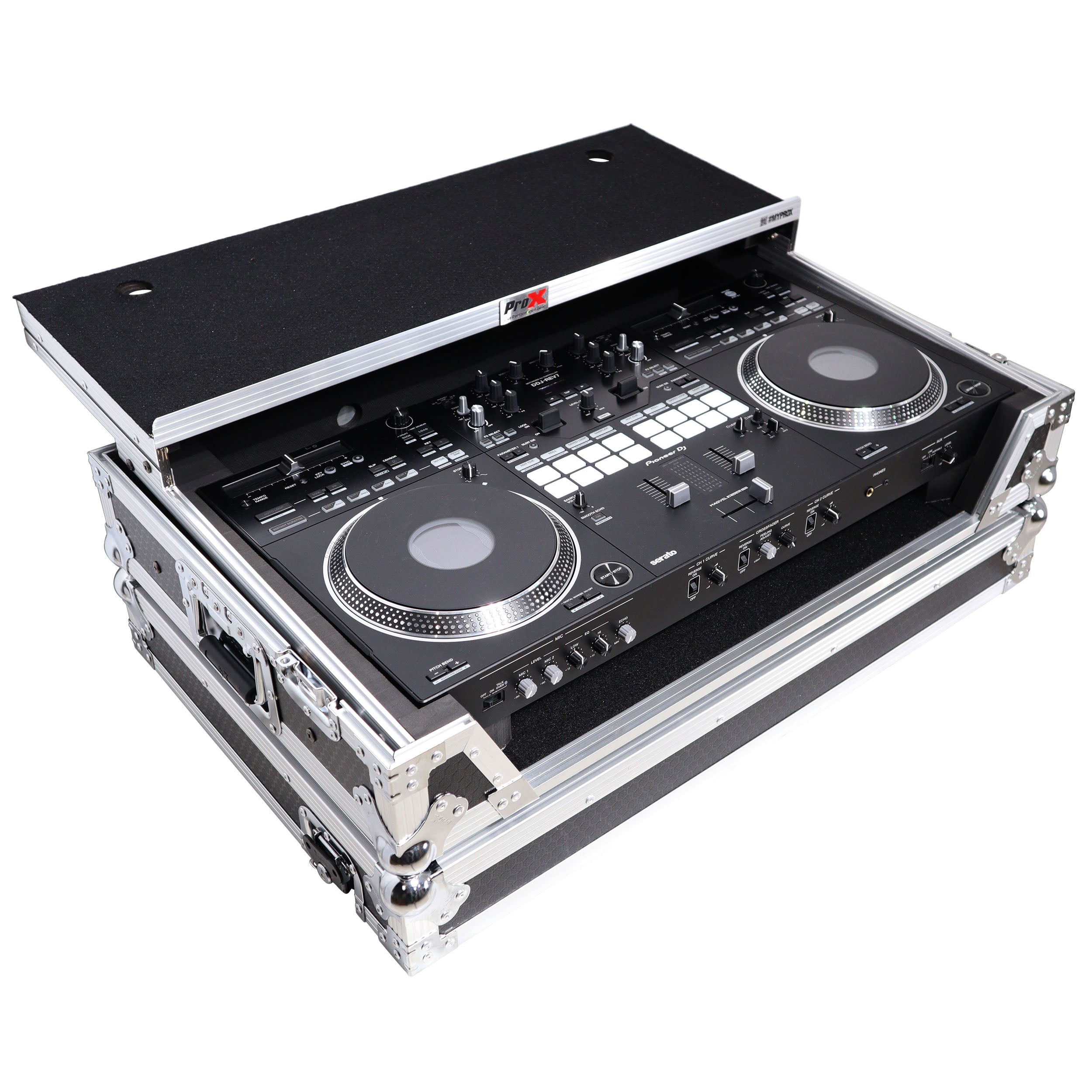 ProX ATA Style Flight Case for Pioneer DDJ-REV7 DJ Controller with Laptop Shelf Wheels and 1U Rackspace