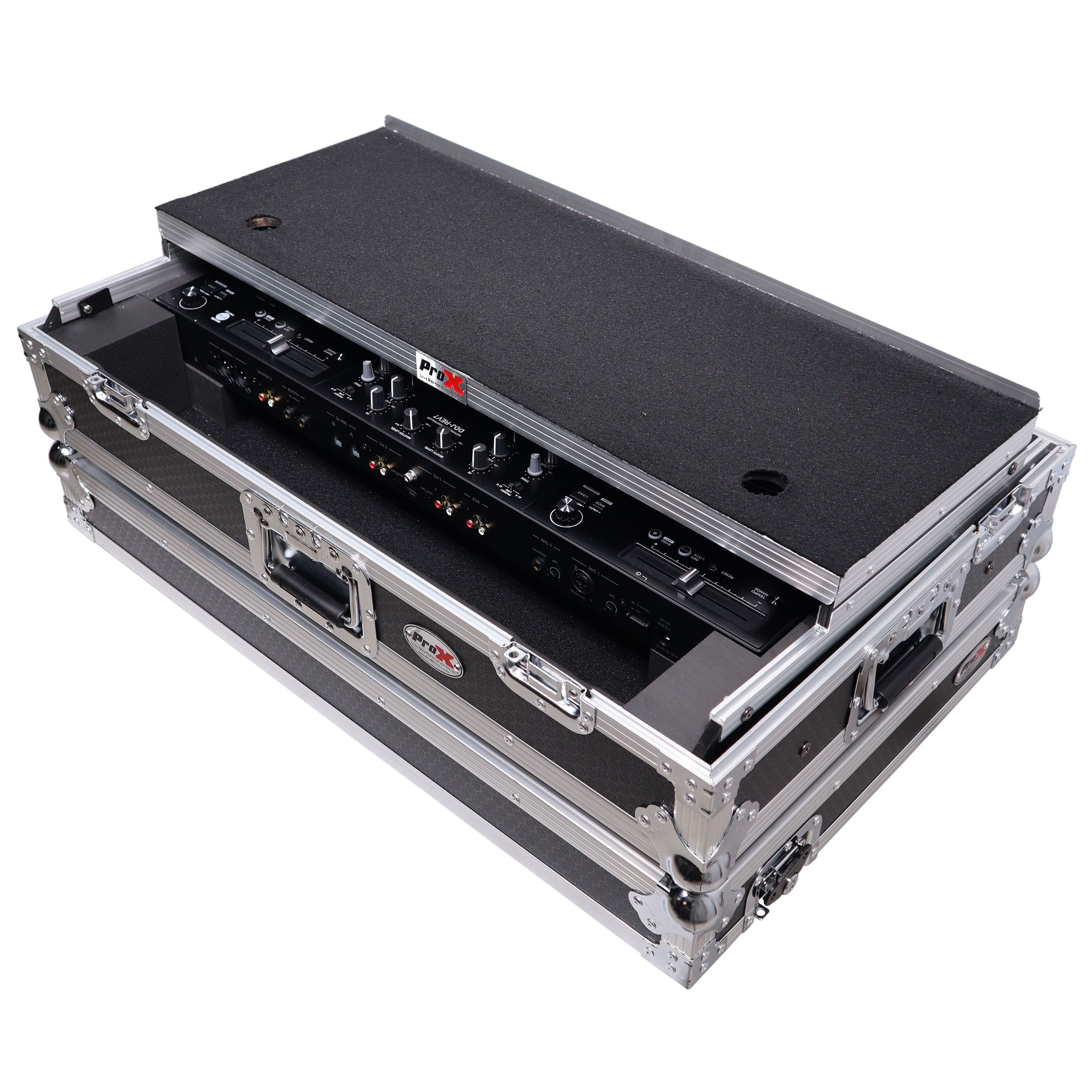 ProX ATA Style Flight Case for Pioneer DDJ-REV7 DJ Controller with Laptop Shelf Wheels and 1U Rackspace