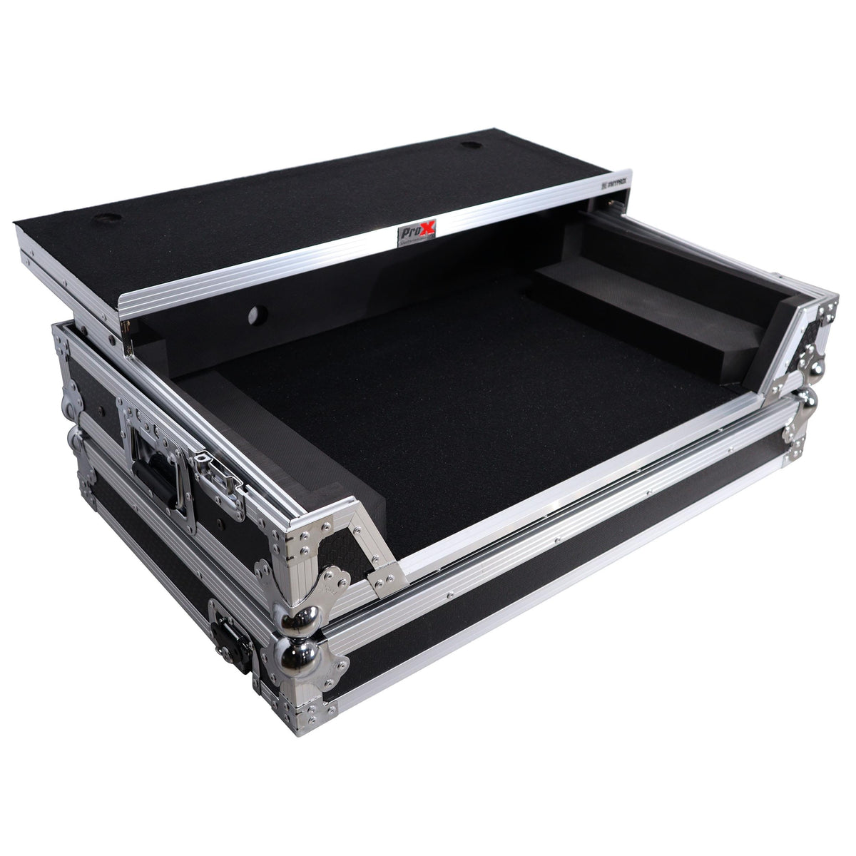 ProX ATA Style Flight Case for Pioneer DDJ-REV7 DJ Controller with Laptop Shelf Wheels and 1U Rackspace.