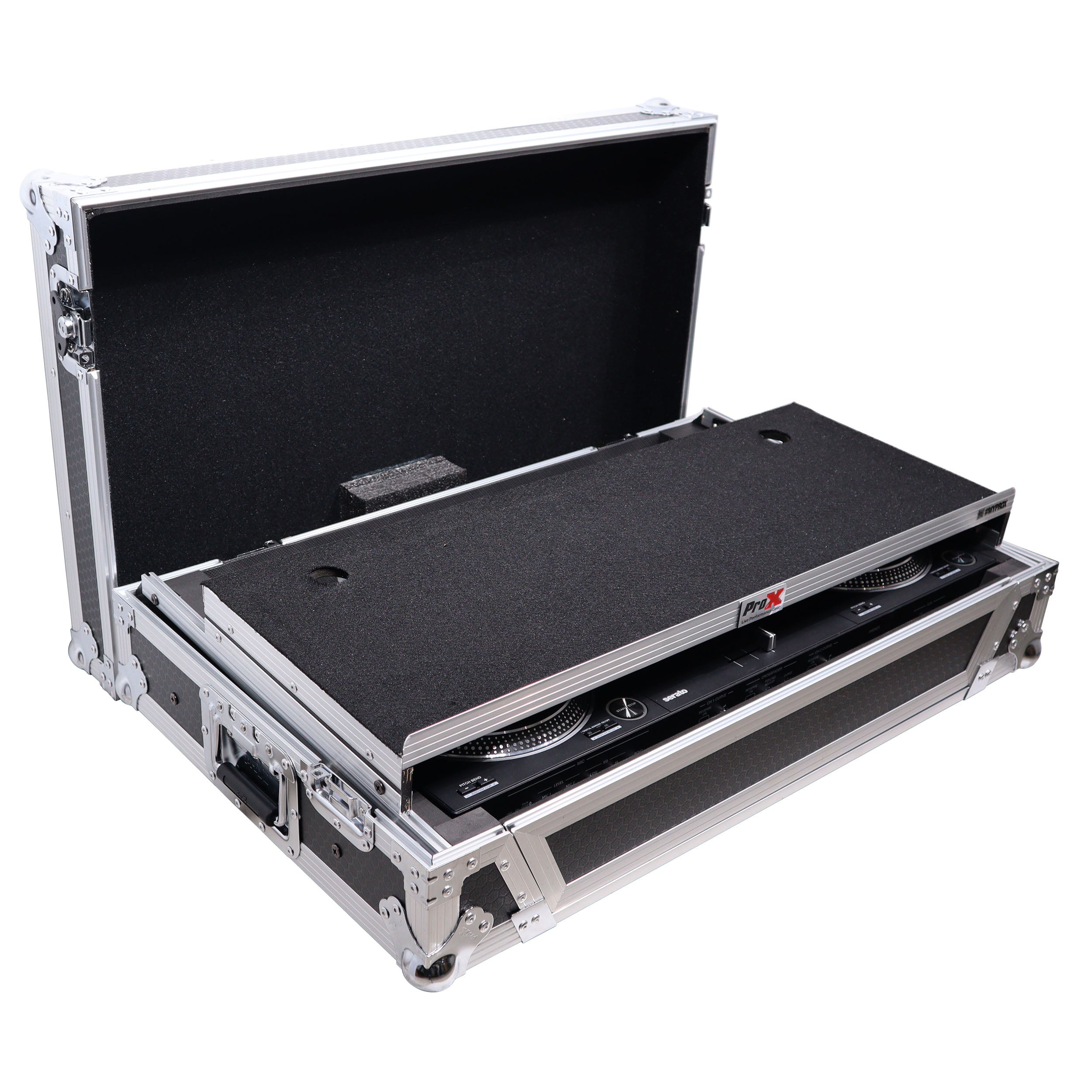 ProX ATA Style Flight Case for Pioneer DDJ-REV7 DJ Controller with Laptop Shelf Wheels and 1U Rackspace