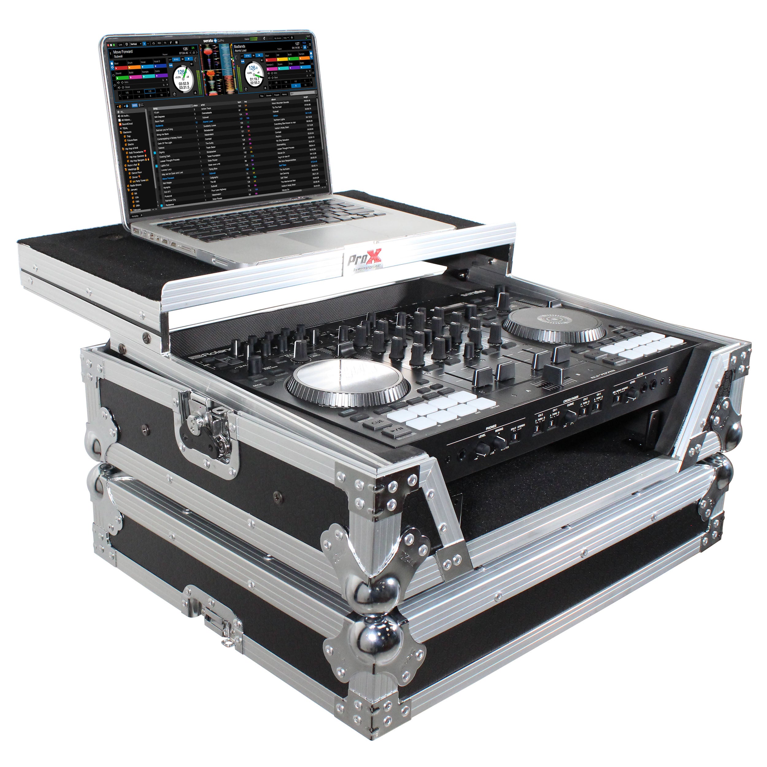 ProX Flight Case For Roland DJ-707M Digital Controller W-Laptop Shelf and 1U