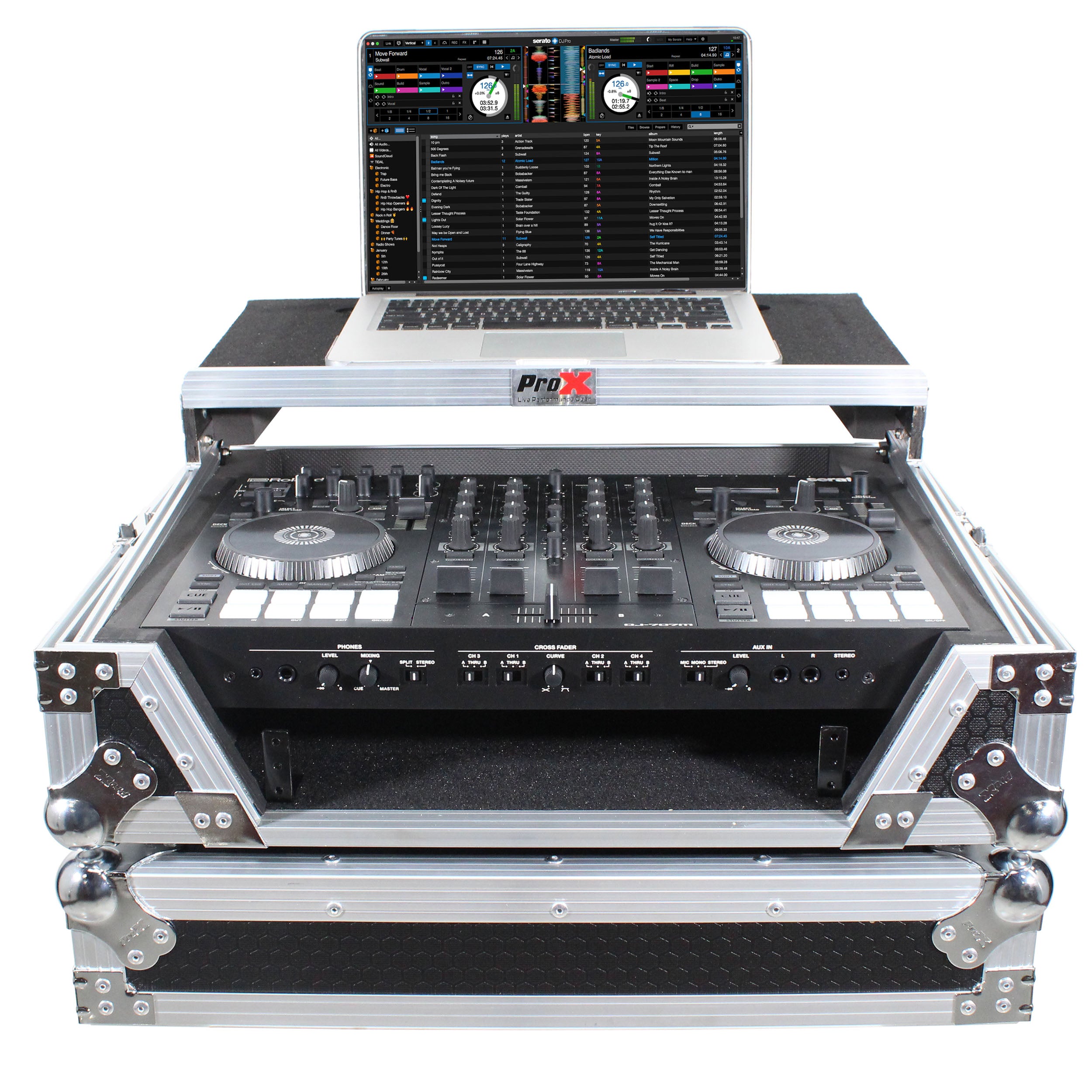 ProX Flight Case For Roland DJ-707M Digital Controller W-Laptop Shelf and 1U