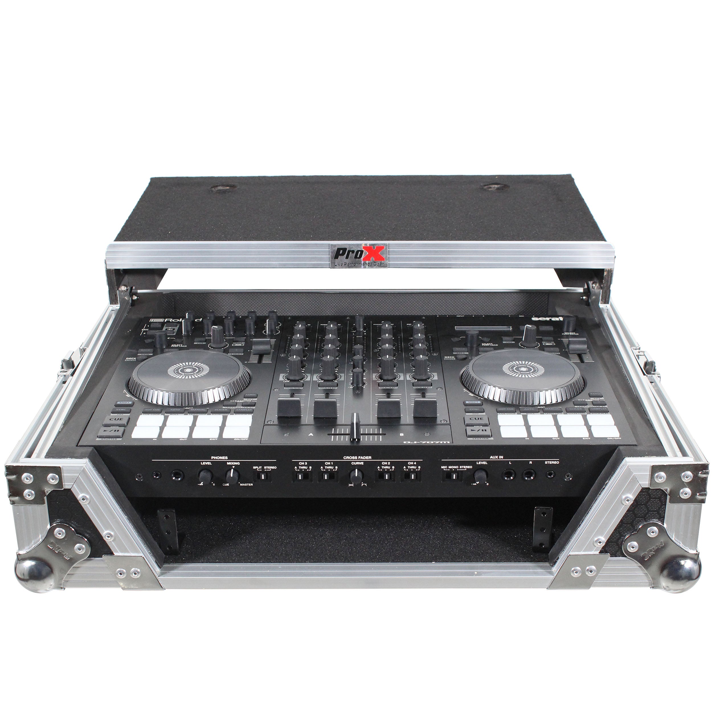 ProX Flight Case For Roland DJ-707M Digital Controller W-Laptop Shelf and 1U