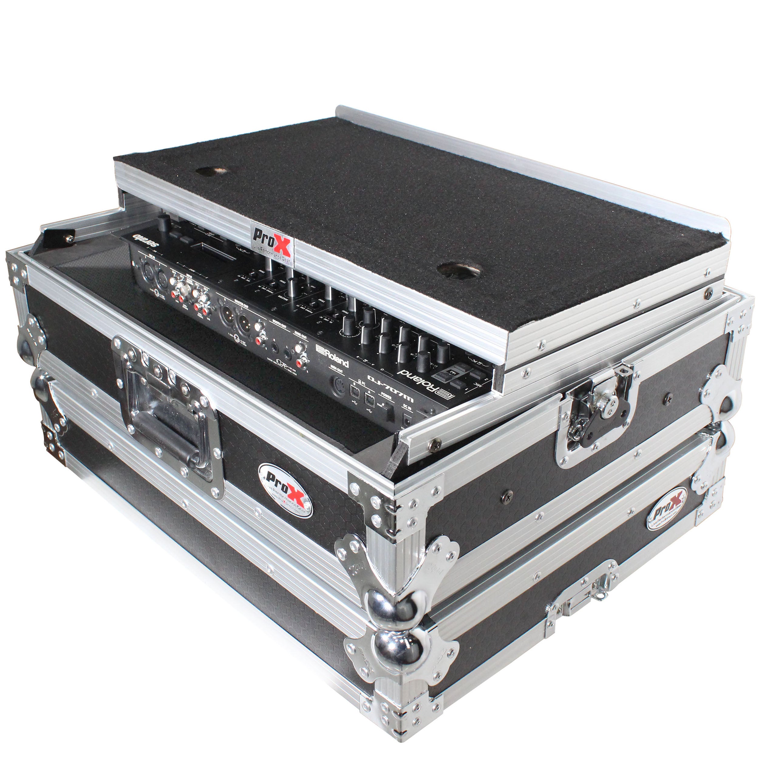 ProX Flight Case For Roland DJ-707M Digital Controller W-Laptop Shelf and 1U