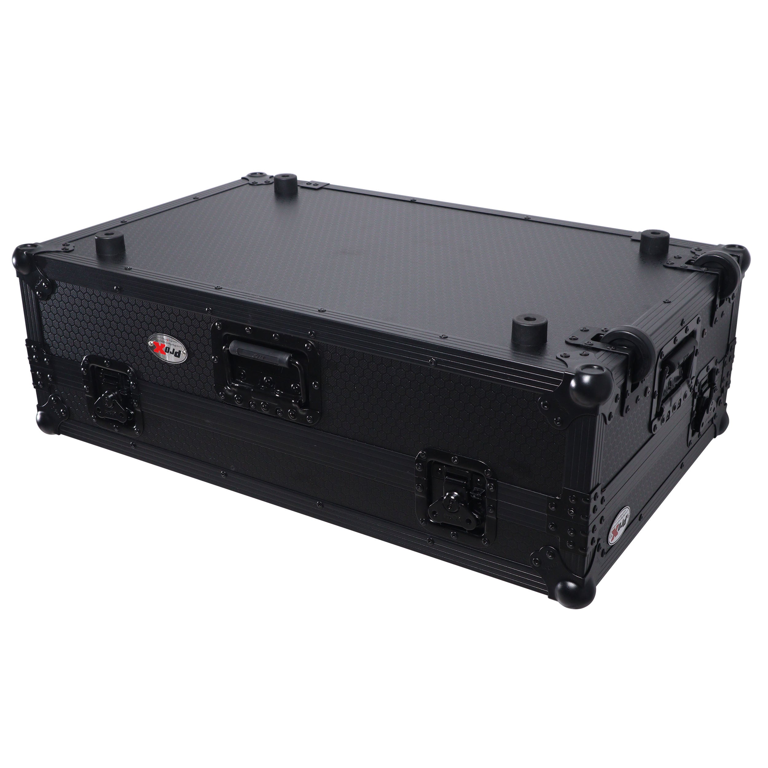 ProX Flight Style Road Case For Pioneer DDJ-FLX10 or DDJ-GRV6 DJ Controller with Laptop Shelf 2U Rack Space Wheels - Black Finish