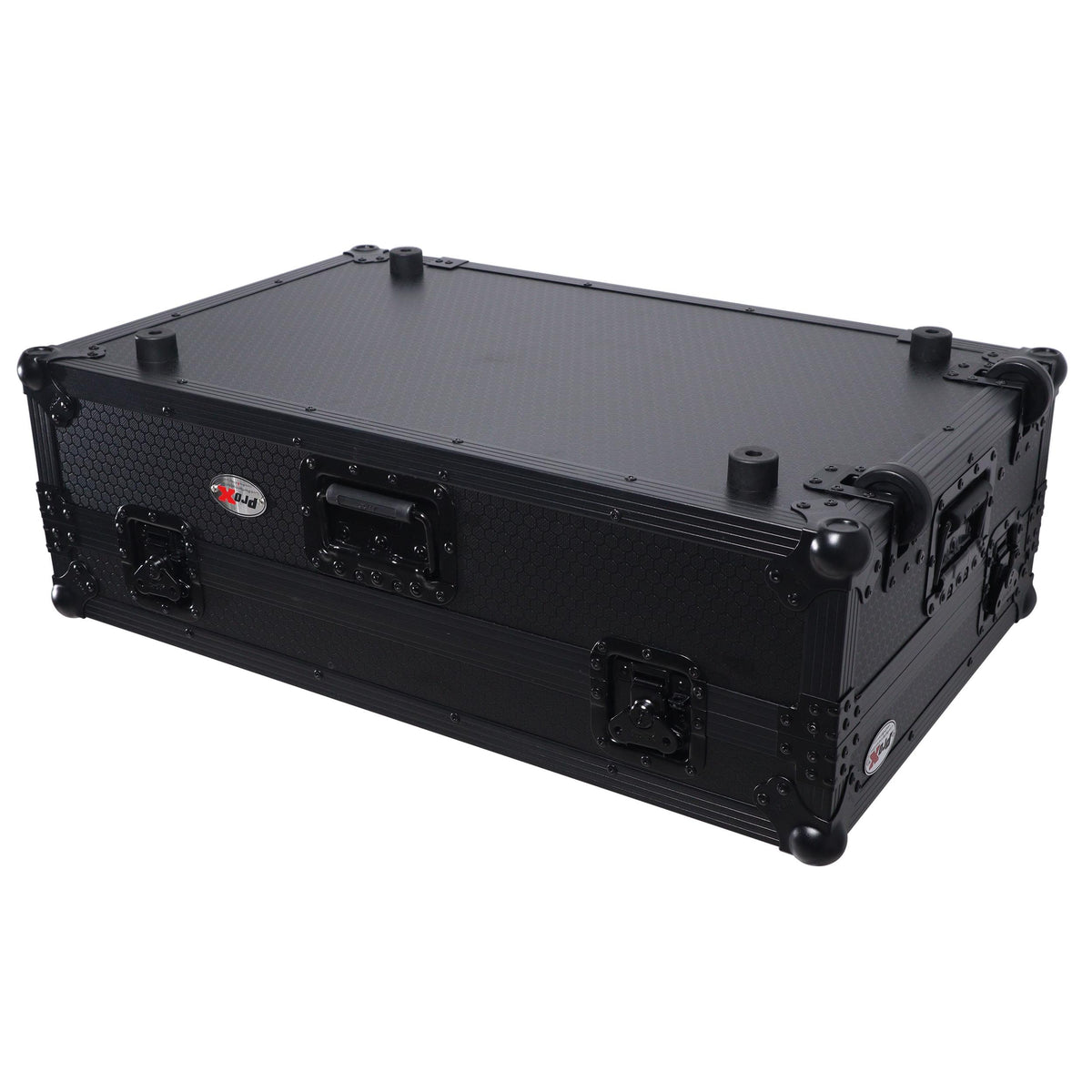 ProX Flight Style Road Case For Pioneer DDJ-FLX10 or DDJ-GRV6 DJ Controller with Laptop Shelf 2U Rack Space Wheels - Black Finish.