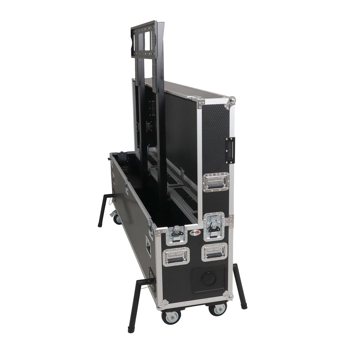 ProX Motorized Universal Case For Flat Panel Monitor LED LCD TV Dual 80" to 90" Flight Case W 4" Casters.