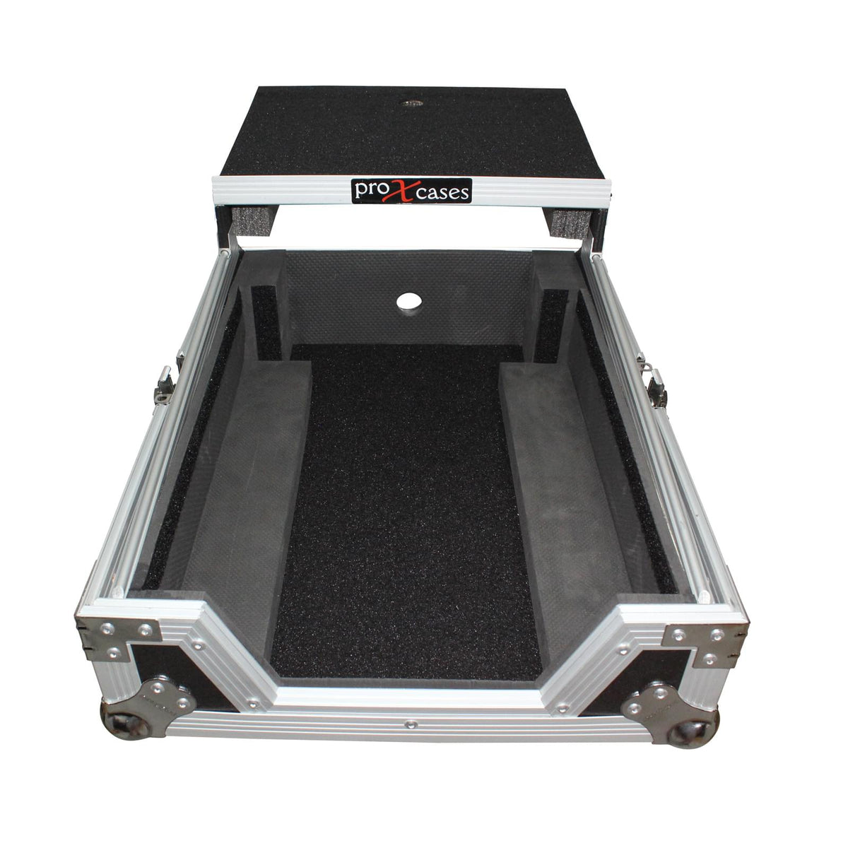 ProX Mixer ATA Flight Hard Case for Large Format 12" Universal DJ Mixer with Laptop Shelf.