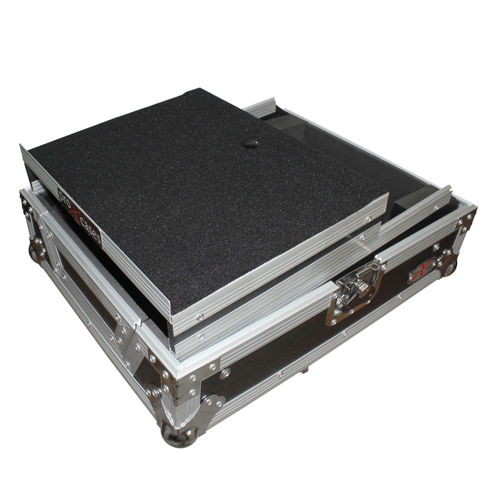 ProX Mixer ATA Flight Hard Case for Large Format 12" Universal DJ Mixer with Laptop Shelf