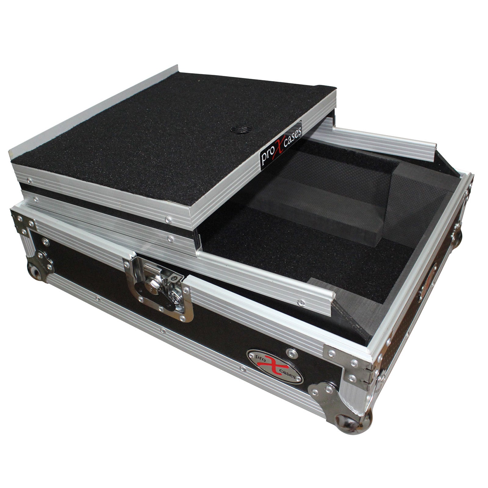 ProX Mixer ATA Flight Hard Case for Large Format 12" Universal DJ Mixer with Laptop Shelf