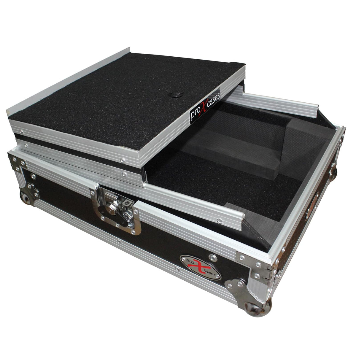 ProX Mixer ATA Flight Hard Case for Large Format 12" Universal DJ Mixer with Laptop Shelf.