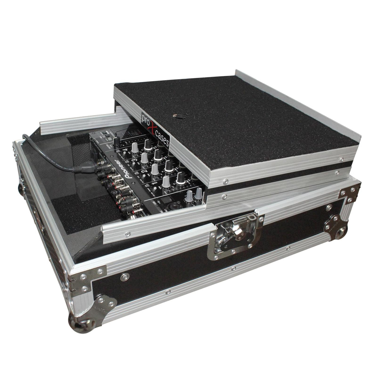 ProX Mixer ATA Flight Hard Case for Large Format 12" Universal DJ Mixer with Laptop Shelf.